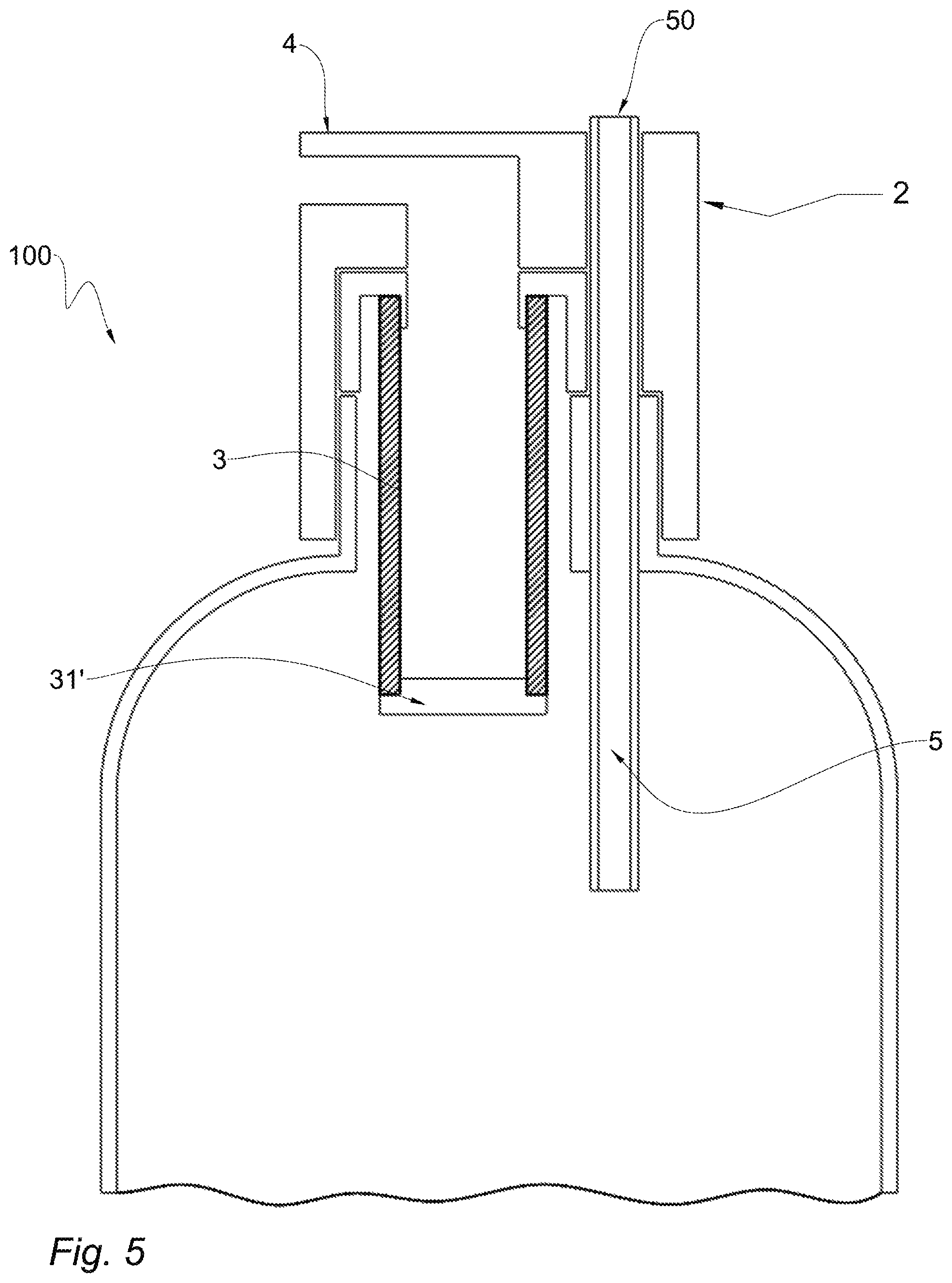 Patent US12590016 Figure 5 – Filtering container for liquids