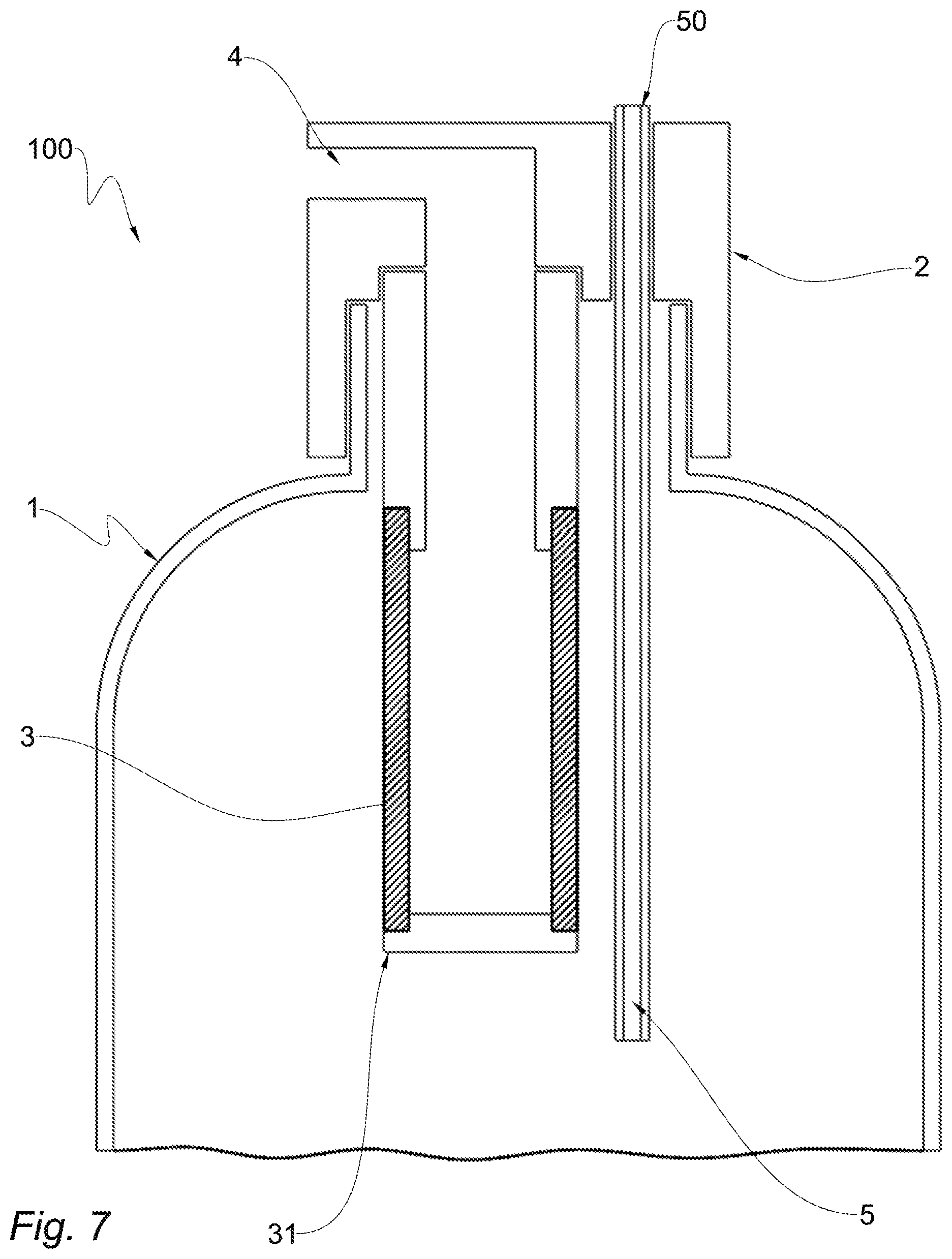 Patent US12590016 Figure 7 – Filtering container for liquids