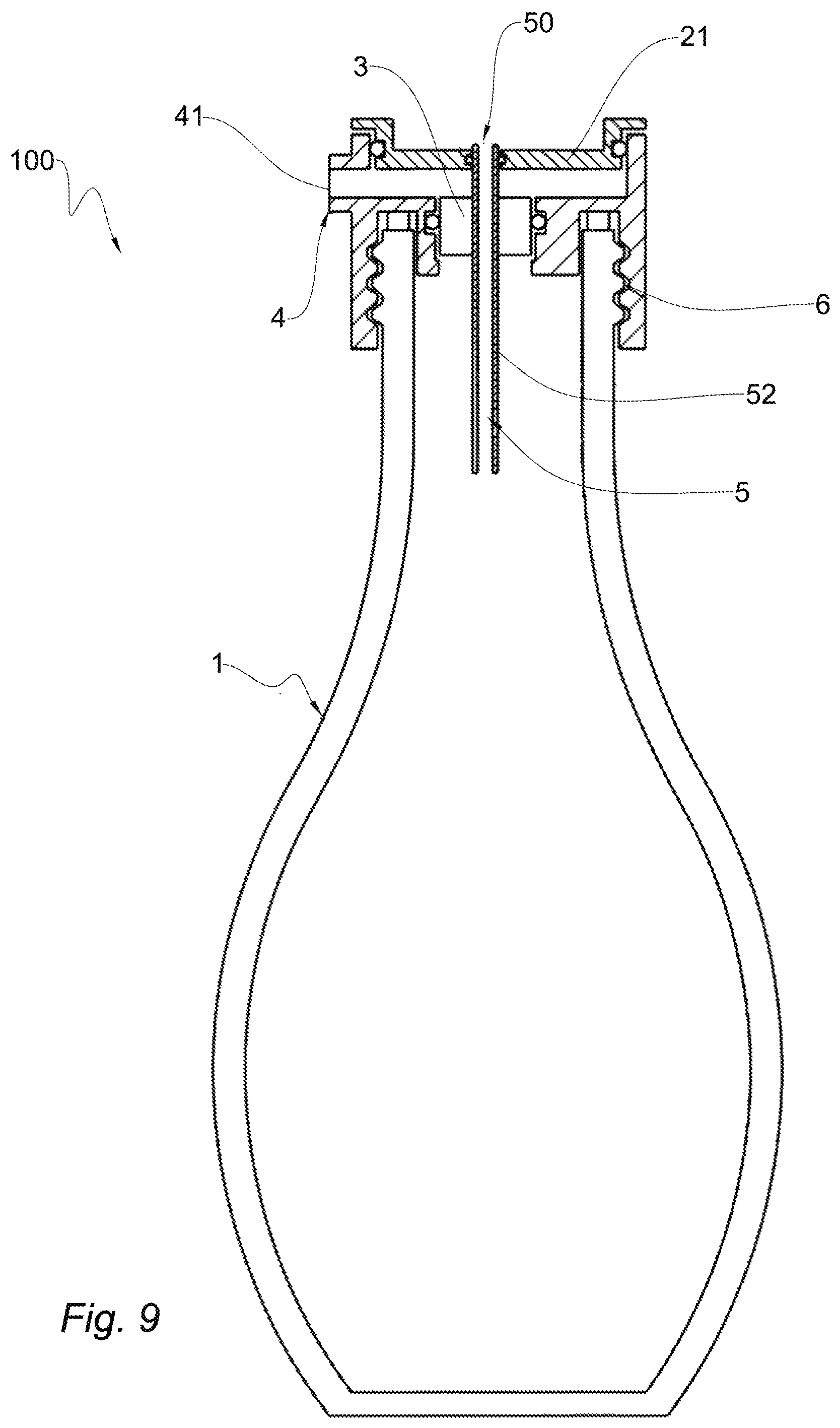 Patent US12590016 Figure 9 – Filtering container for liquids