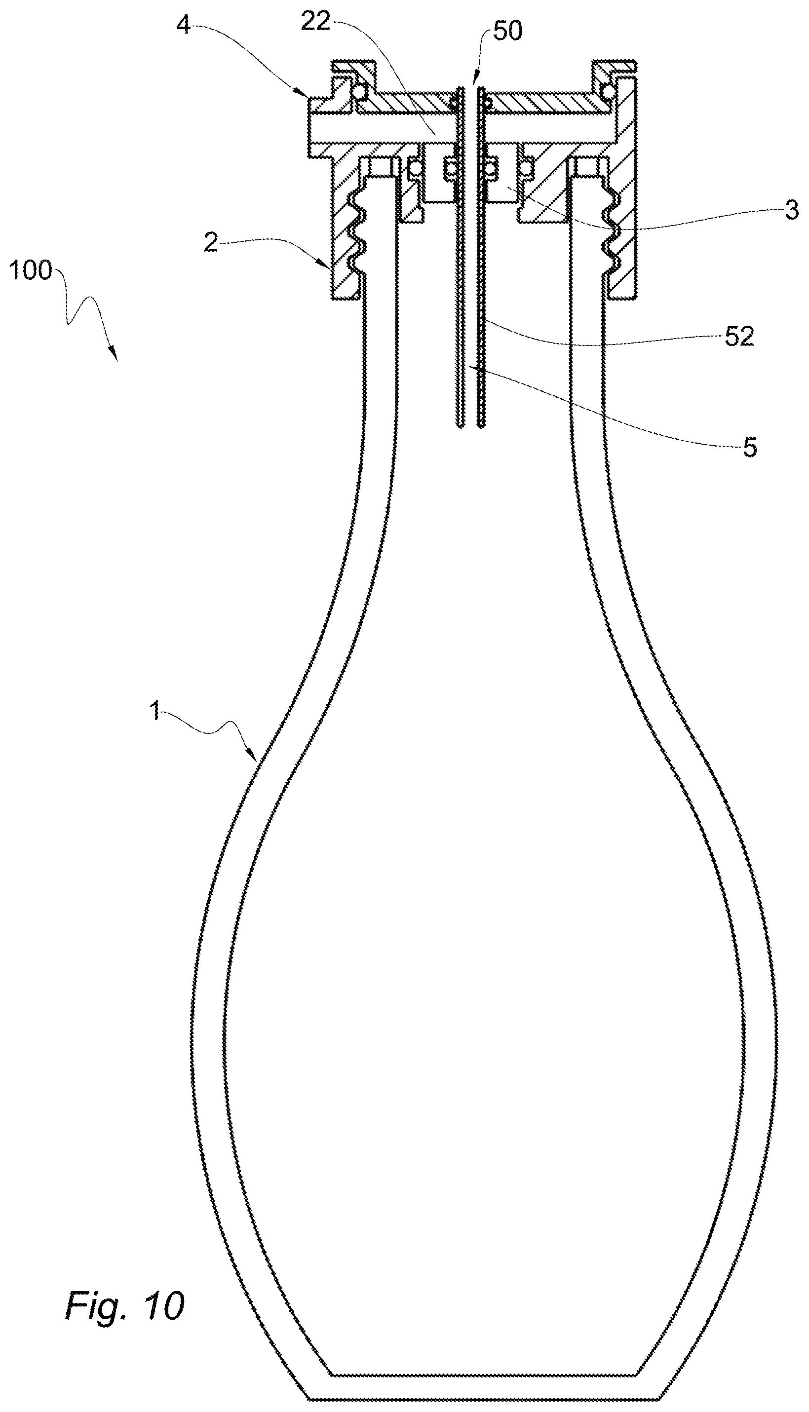 Patent US12590016 Figure 10 – Filtering container for liquids