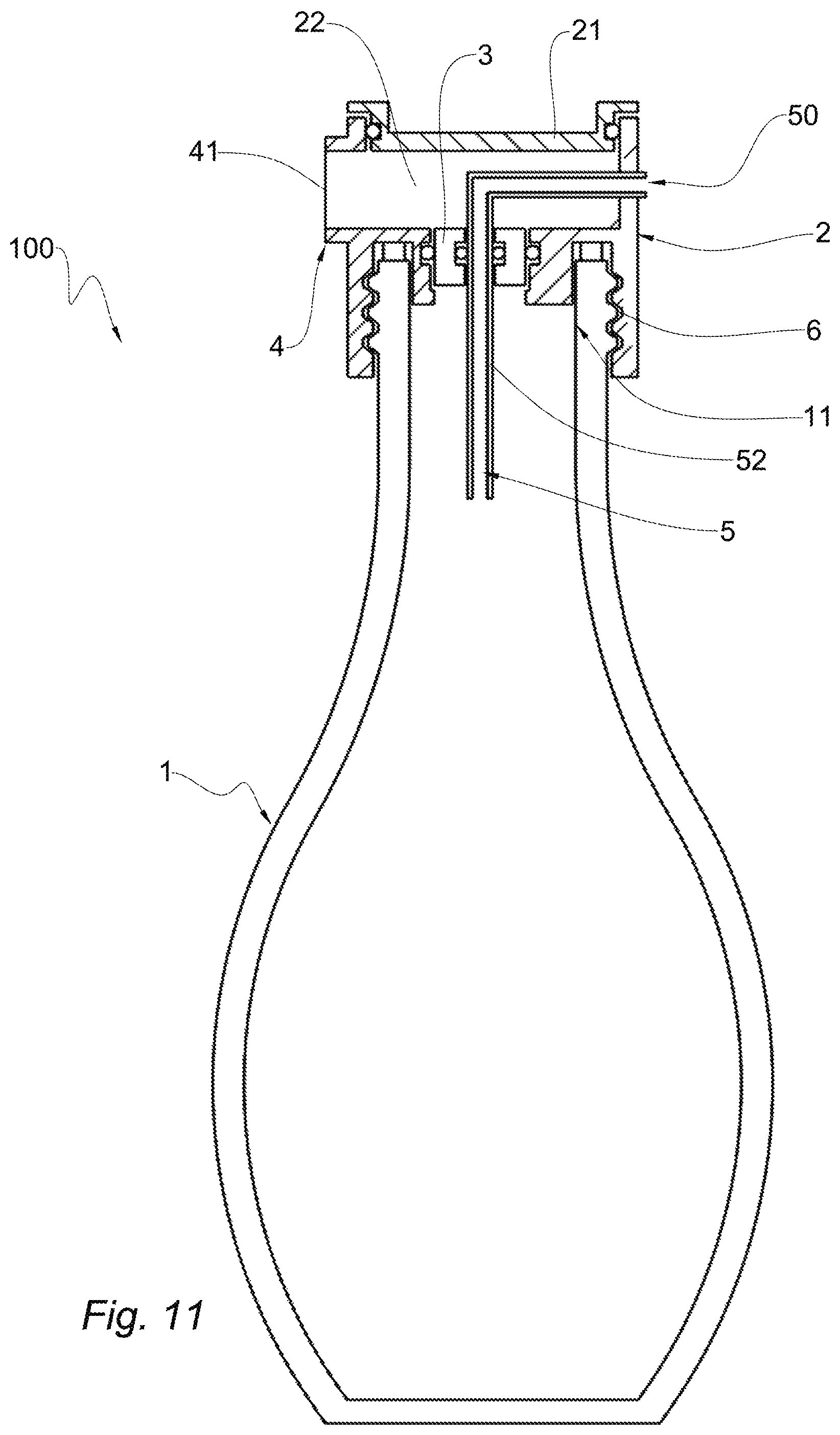 Patent US12590016 Figure 11 – Filtering container for liquids