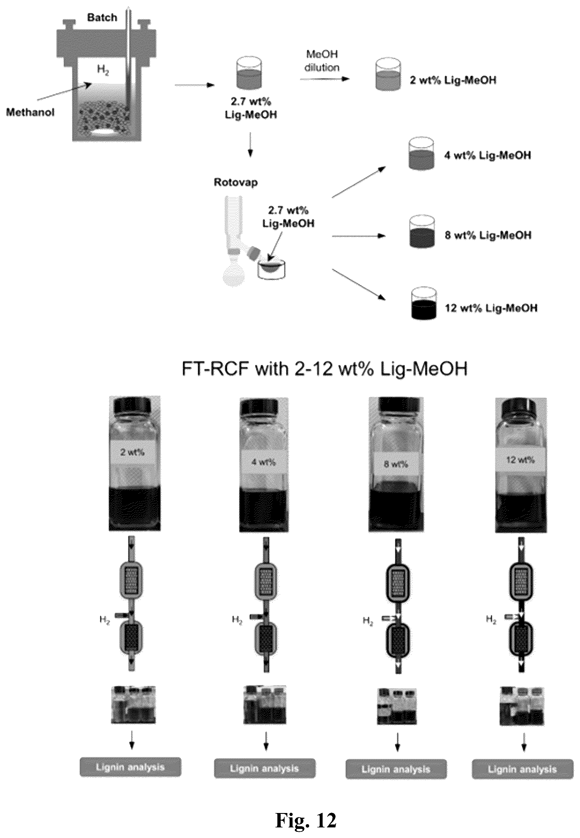 Patent US12590113 Figure 12 – Continuous processing of lignin for reduced solvent usage in reductive catalytic fractionation