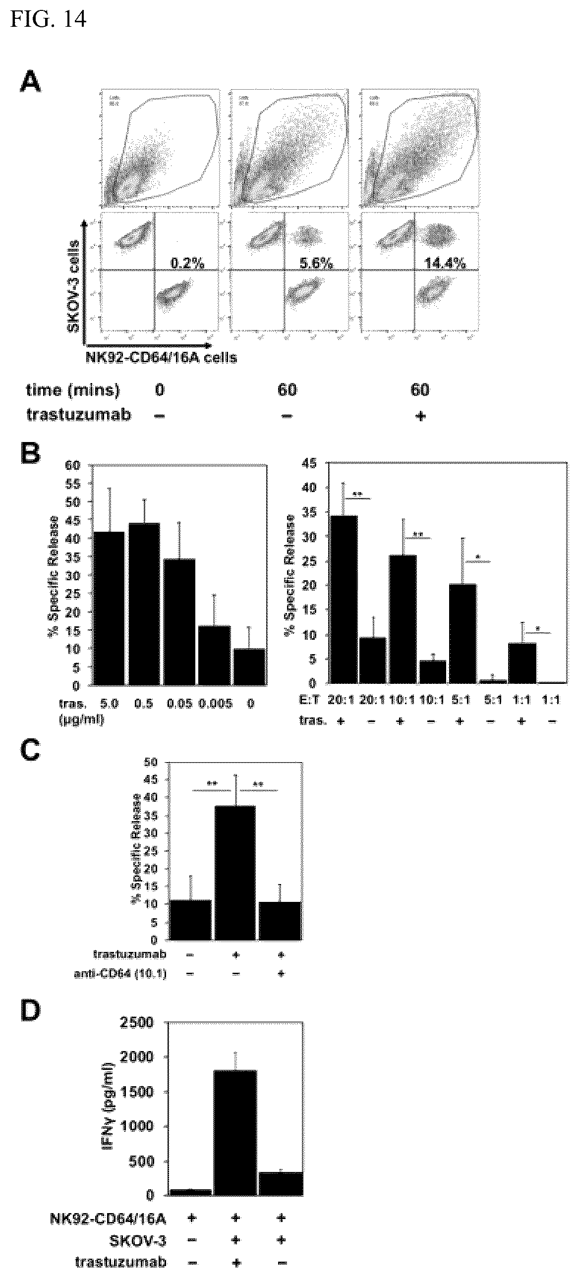 Patent US12590138 Figure 14 – Treatments administering chimeric IgG Fc receptor comprising an extracellular domain of CD64