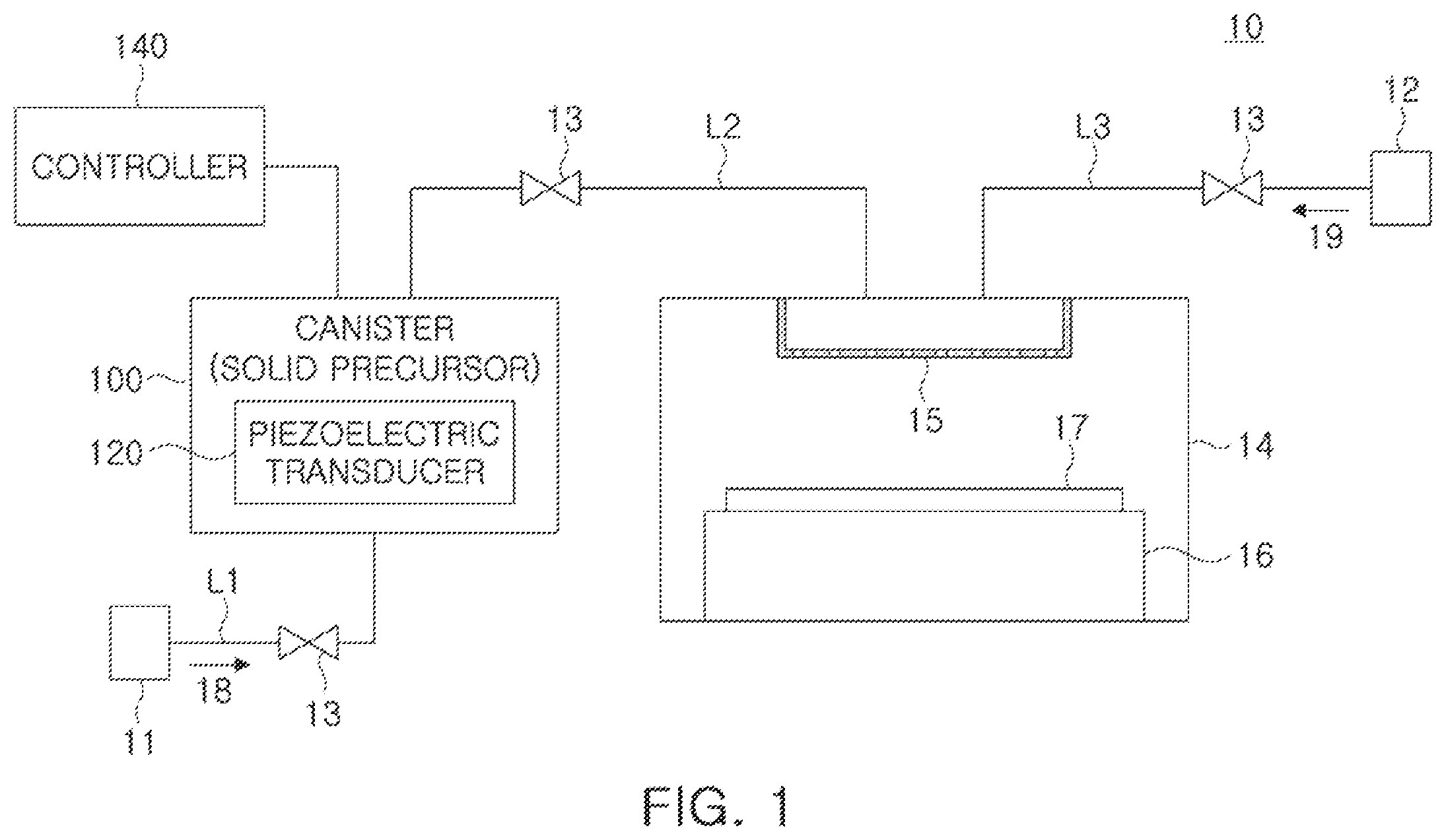Patent US12590366 Figure 1 – Canister, precursor transfer system having the same and method for measuring precursor remaining amount thereof