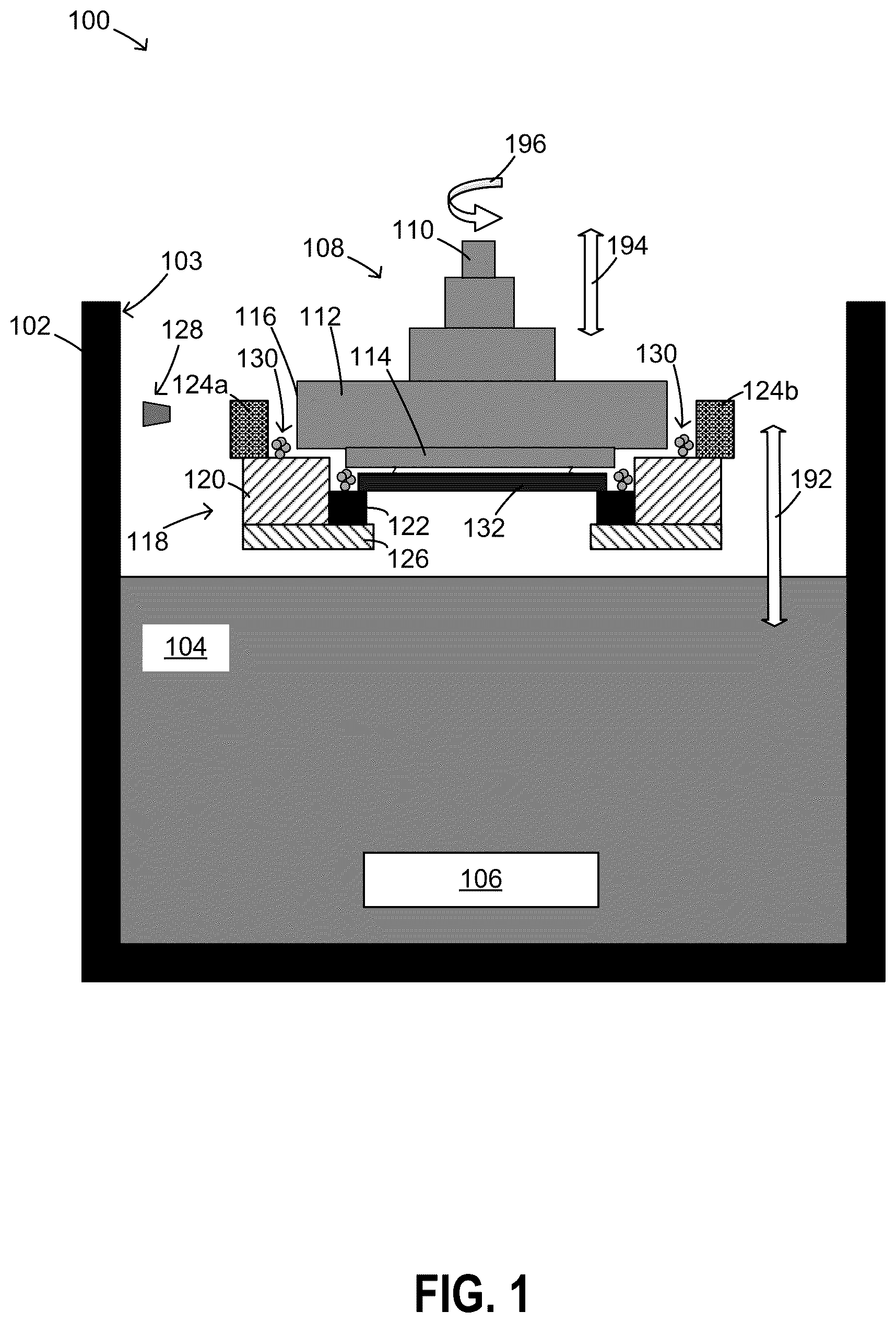 Patent US12590381 Figure 1 – Electroplating system including an improved base structure