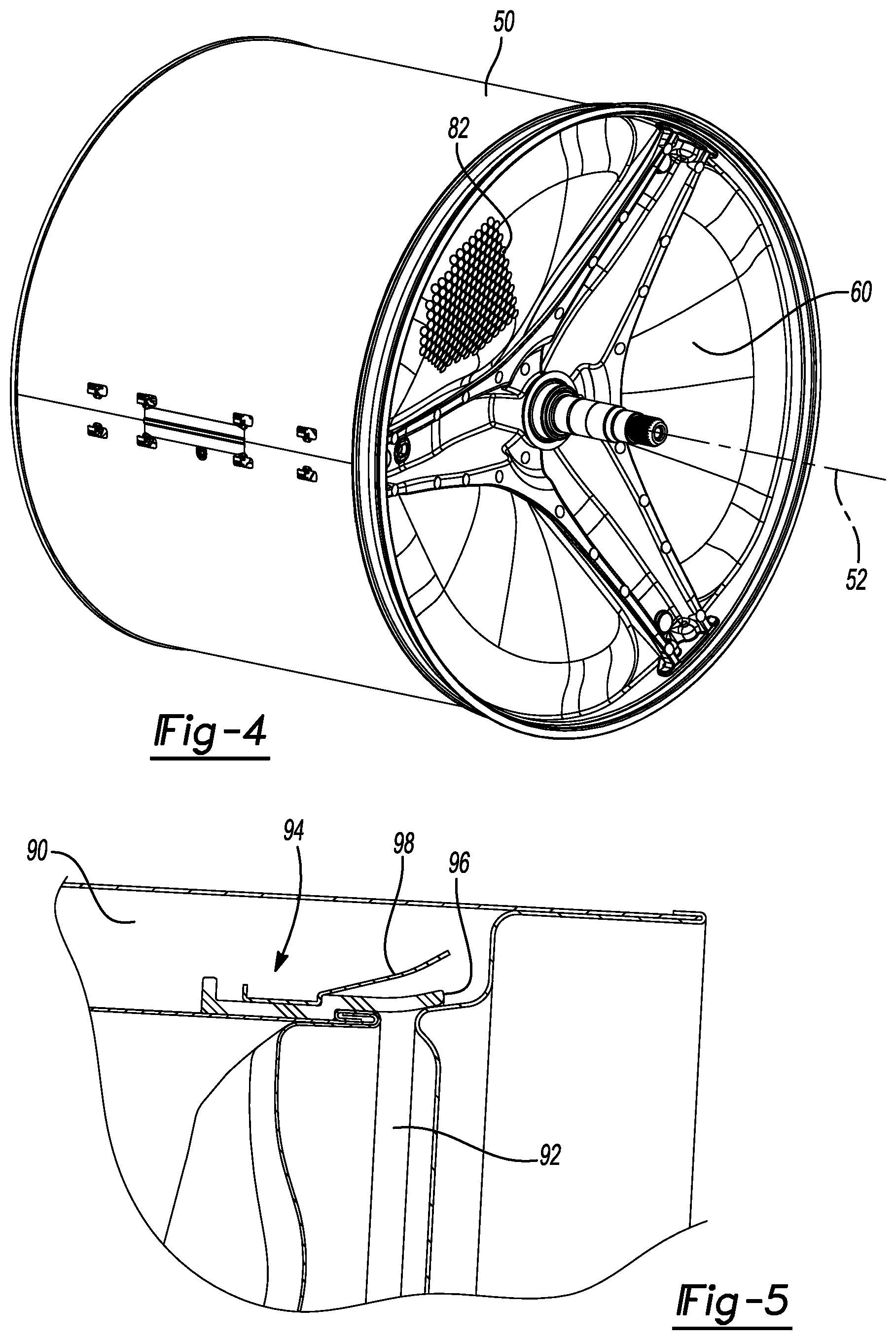 Patent US12590394 Figure 4 – Air bypass seal with backer for improved drying performance in a combination washer/dryer