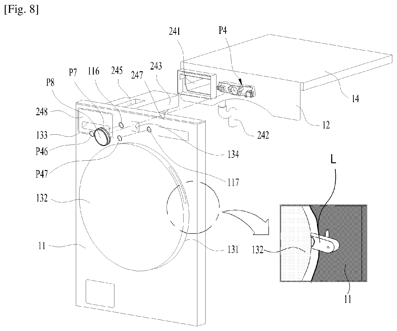Patent US12590396 Figure 8 – Interface and laundry treating apparatus having the same
