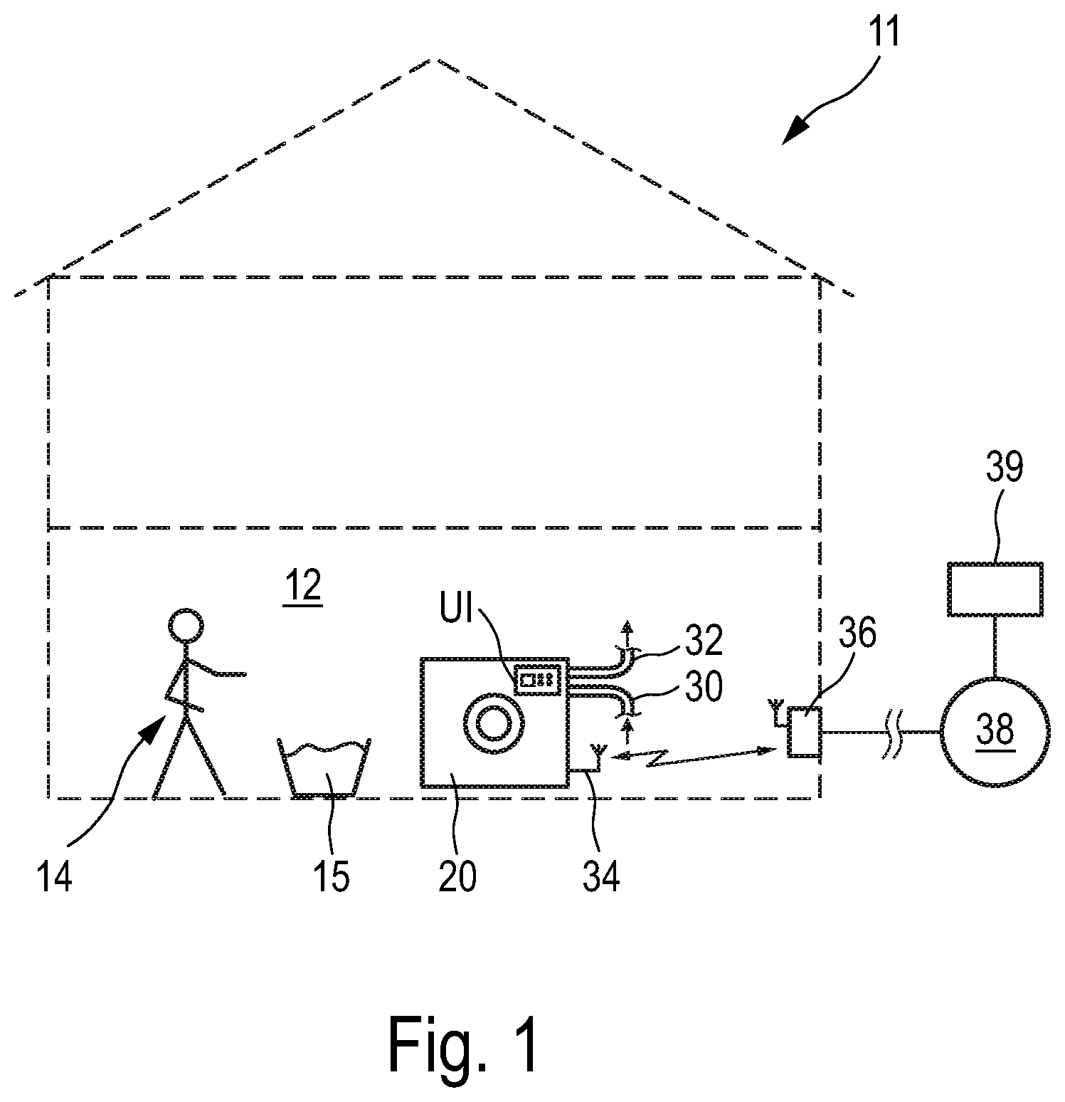Patent US12590398 Figure 1 – Water bearing appliance, control method, and system