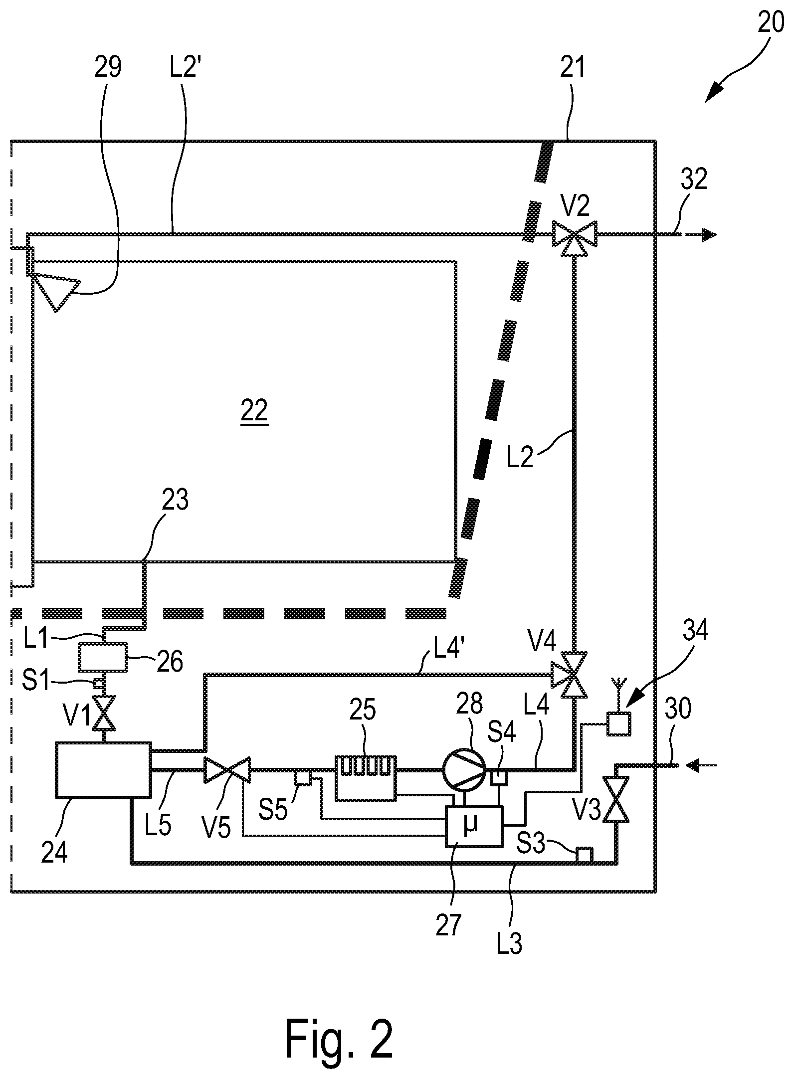 Patent US12590398 Figure 2 – Water bearing appliance, control method, and system