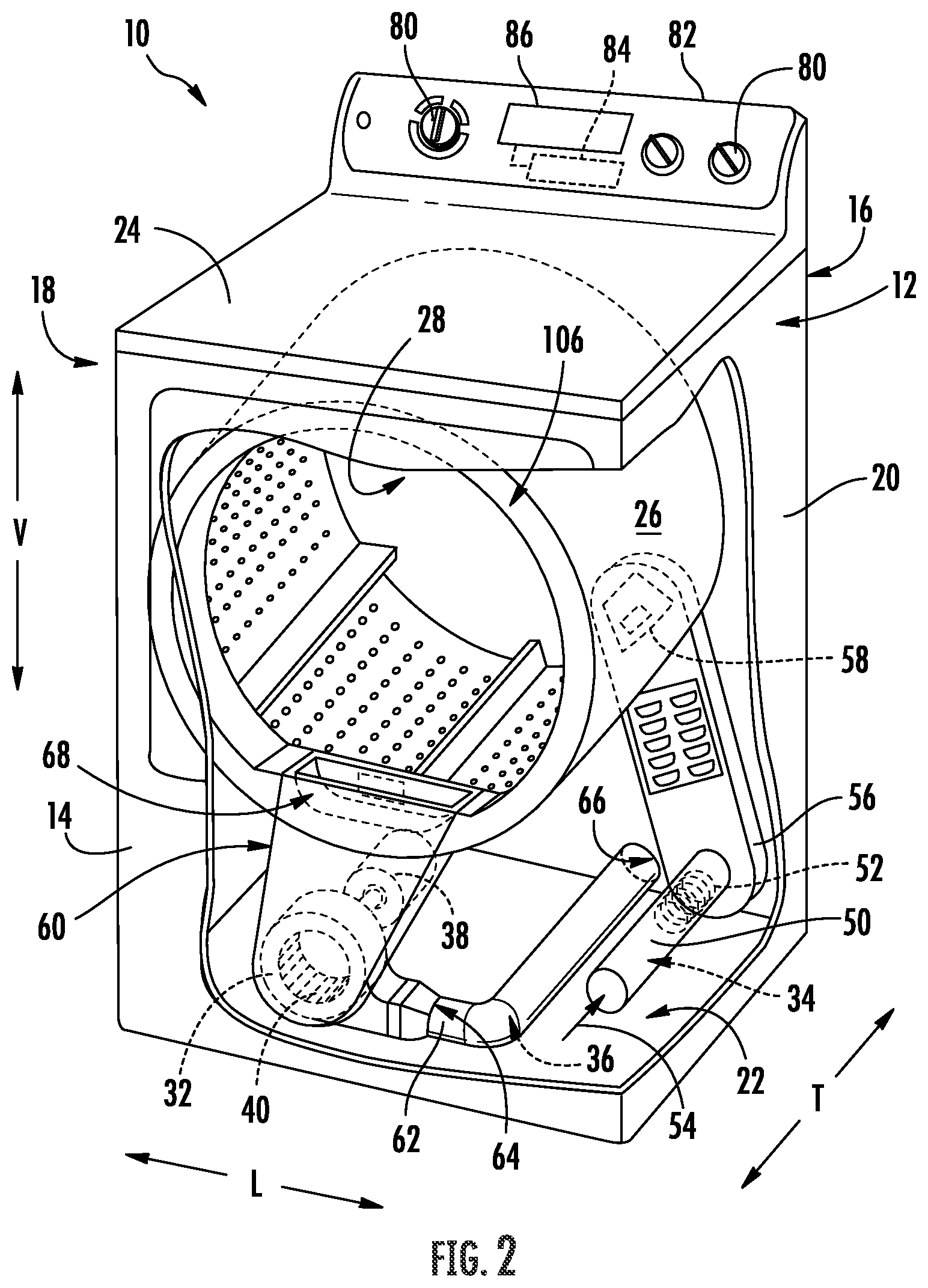Patent US12590405 Figure 2 – System and method for monitoring a reduced static feature in a laundry treatment appliance