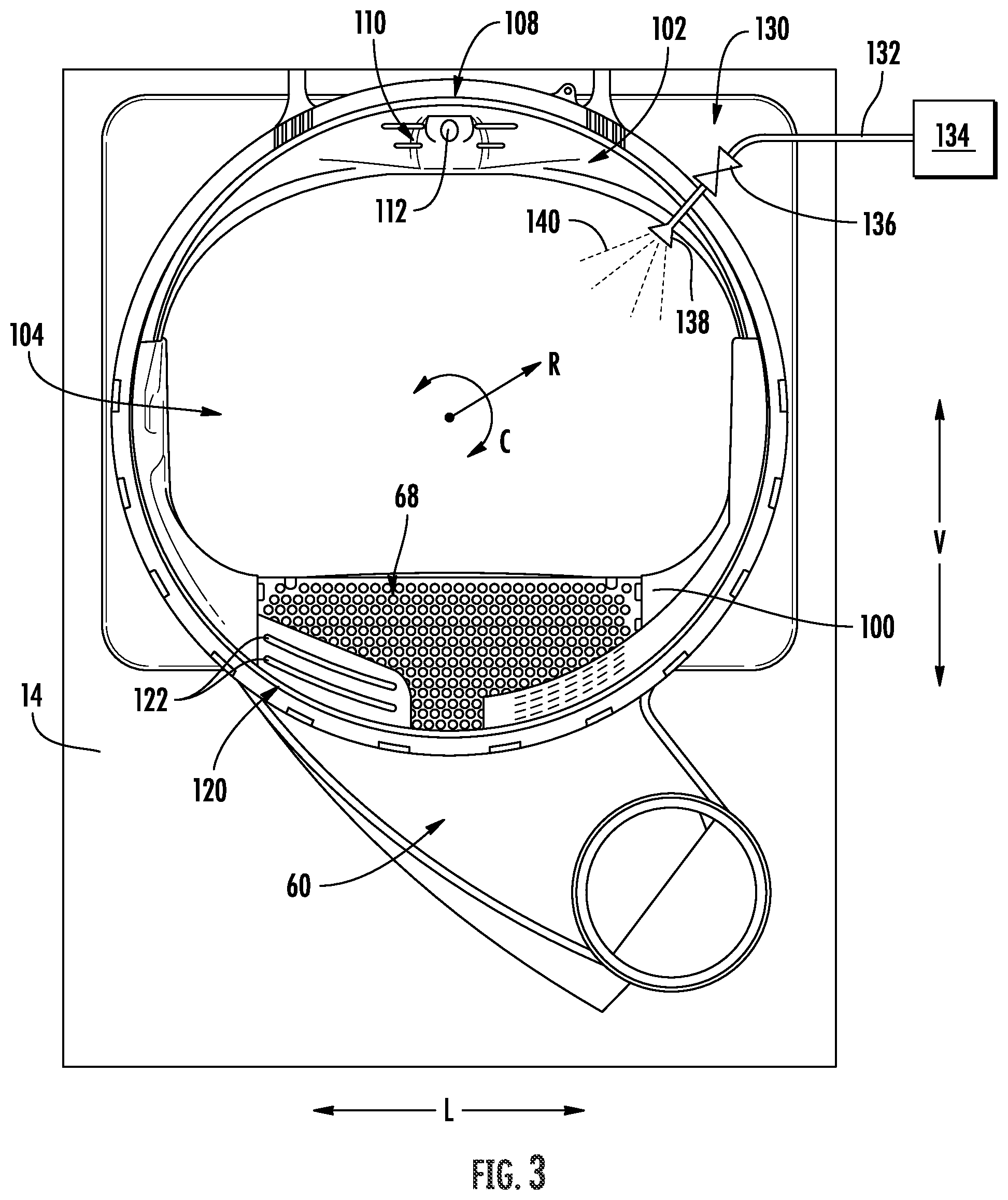 Patent US12590405 Figure 3 – System and method for monitoring a reduced static feature in a laundry treatment appliance
