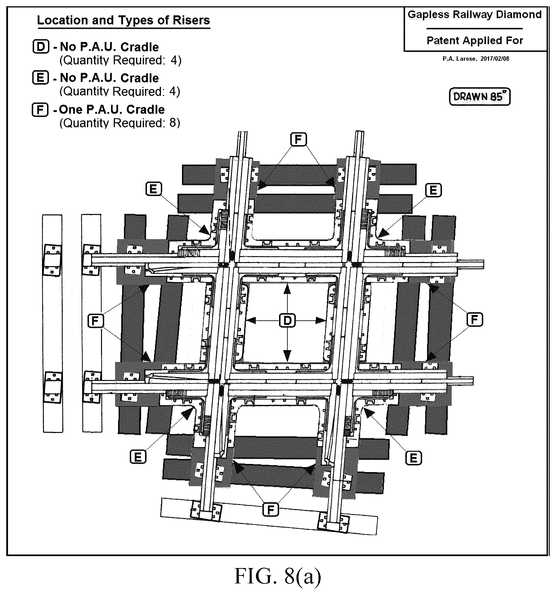 Patent US12590421 Figure 12 – Gapless railway diamond: a new type of railway track component providing unbroken running surfaces across the flangeways of an intersecting railway line