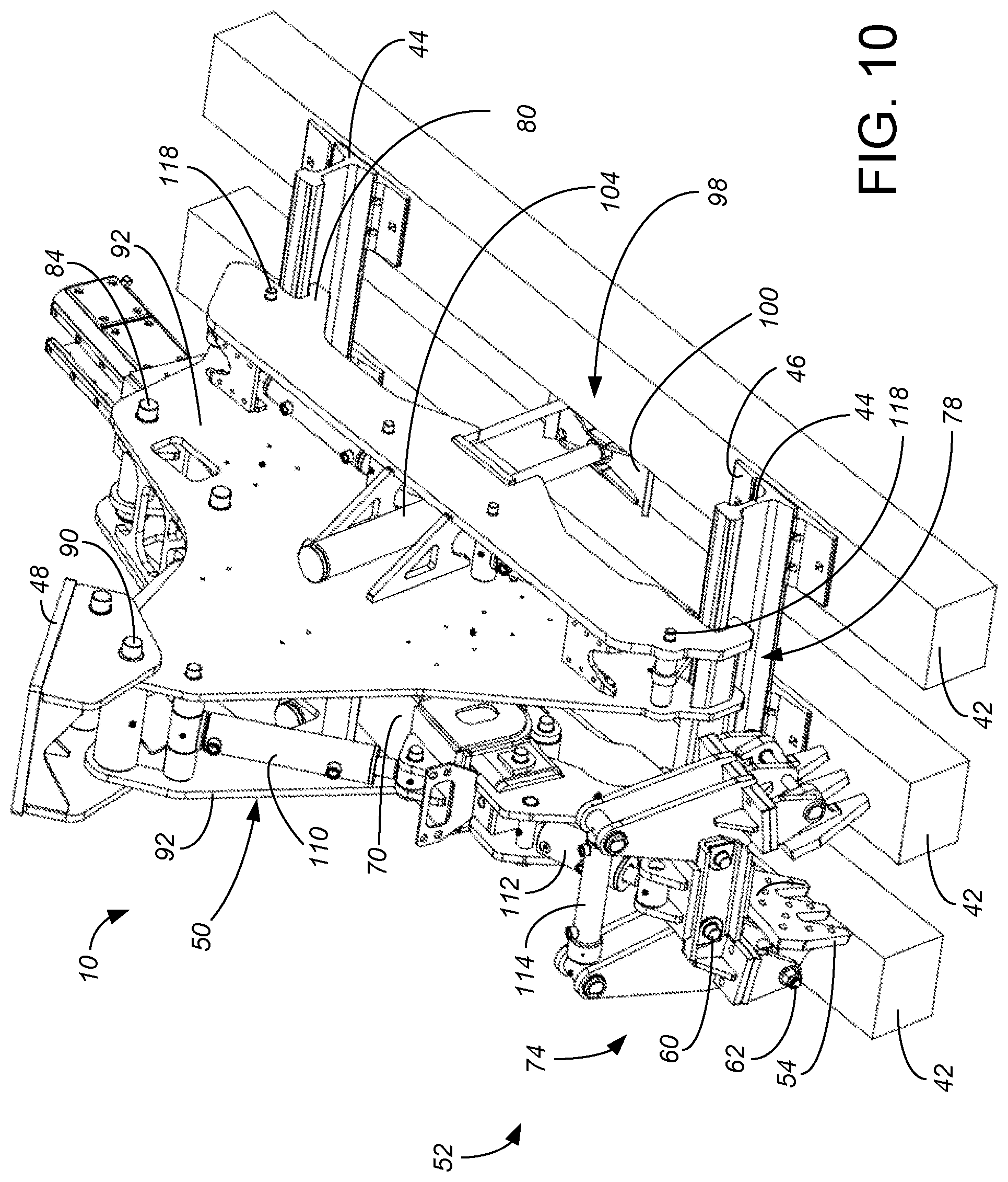 Patent US12590422 Figure 10 – Railroad tie handler