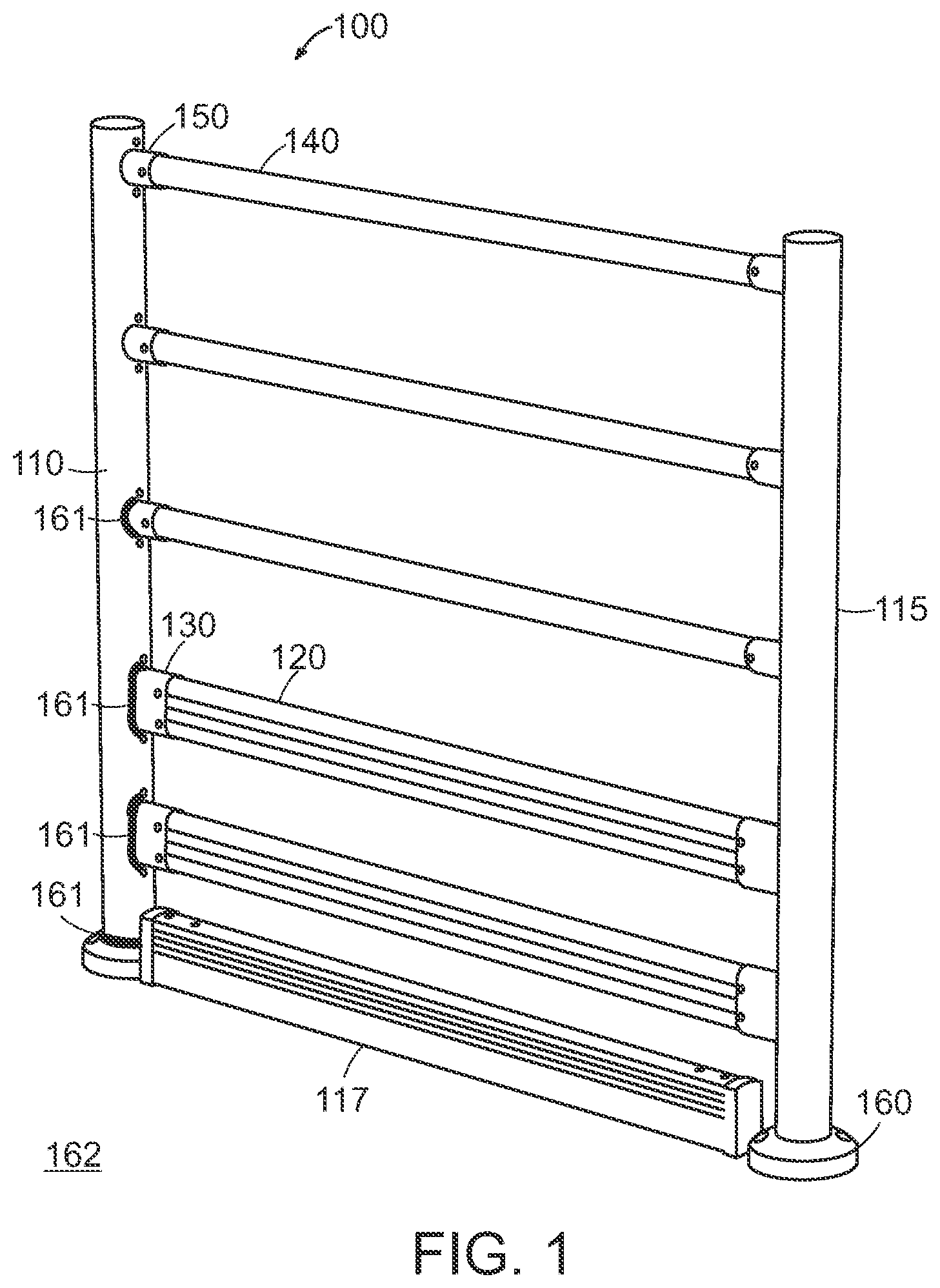 Patent US12590427 Figure 1 – Guard rail system