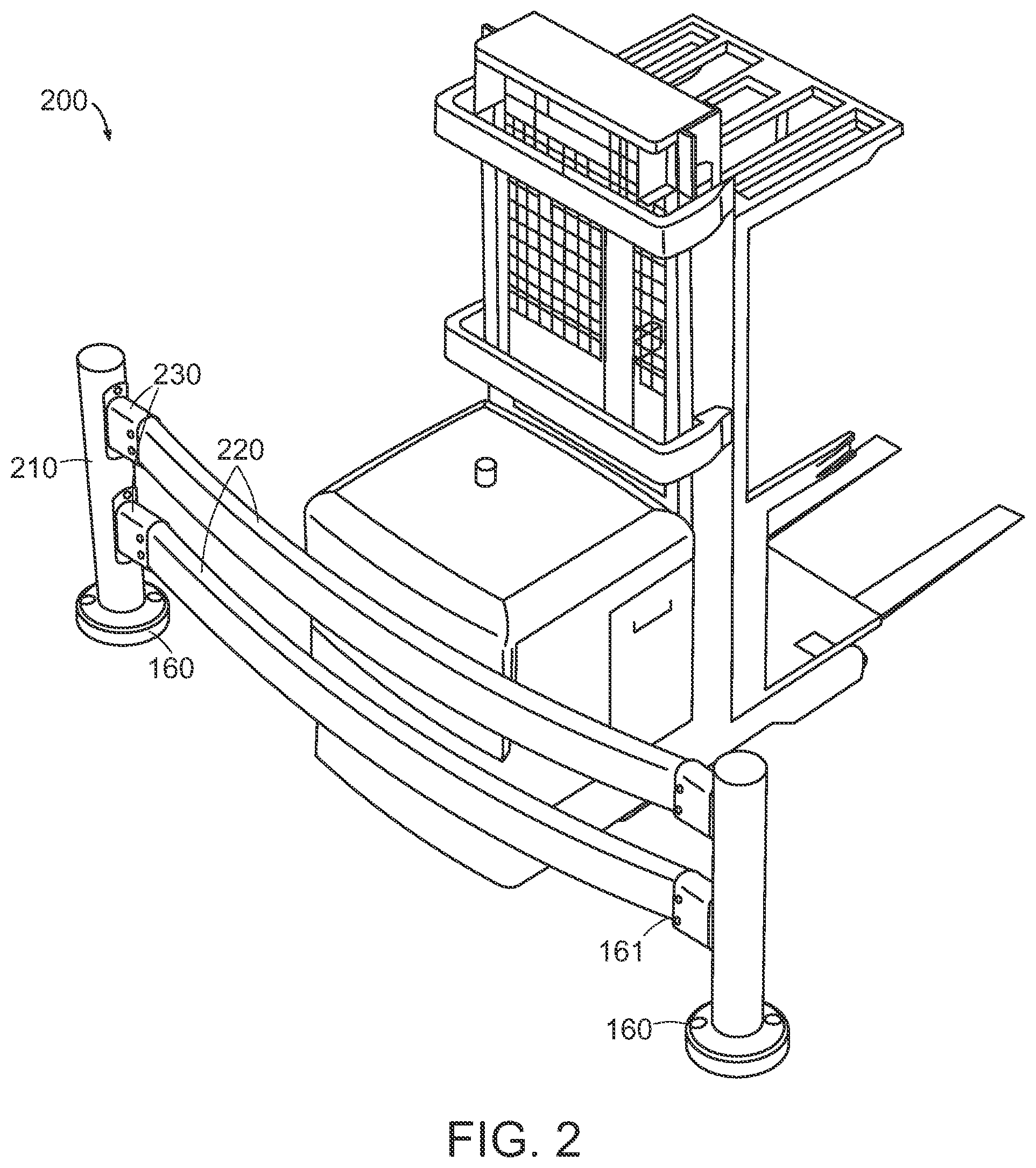 Patent US12590427 Figure 2 – Guard rail system
