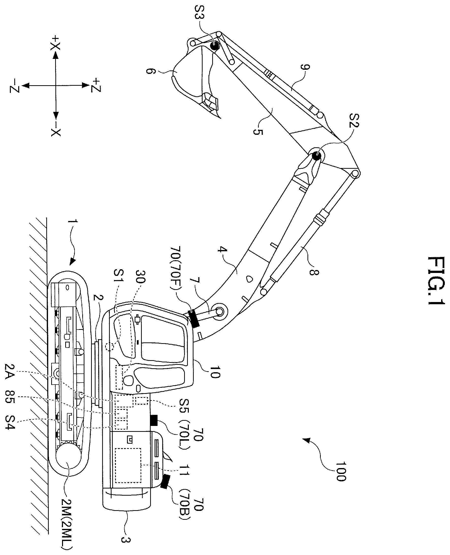Patent US12590436 — Shovel capable of preventing motion thereof from being uniformly restricted — Figure 1