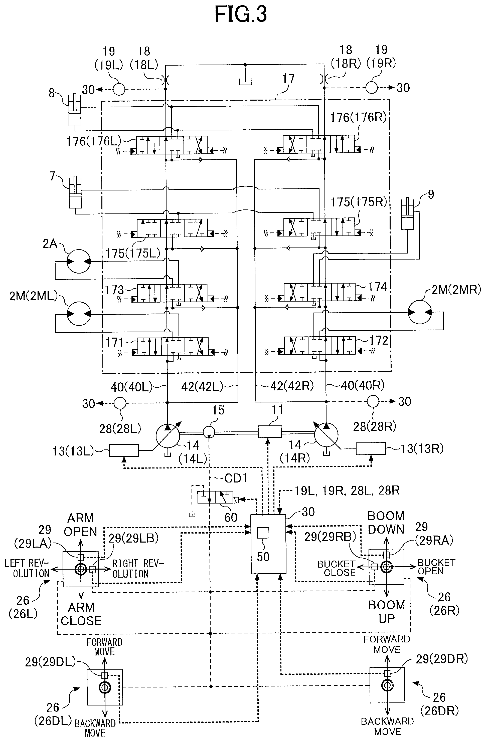 Patent US12590436 Figure 3 – Shovel capable of preventing motion thereof from being uniformly restricted