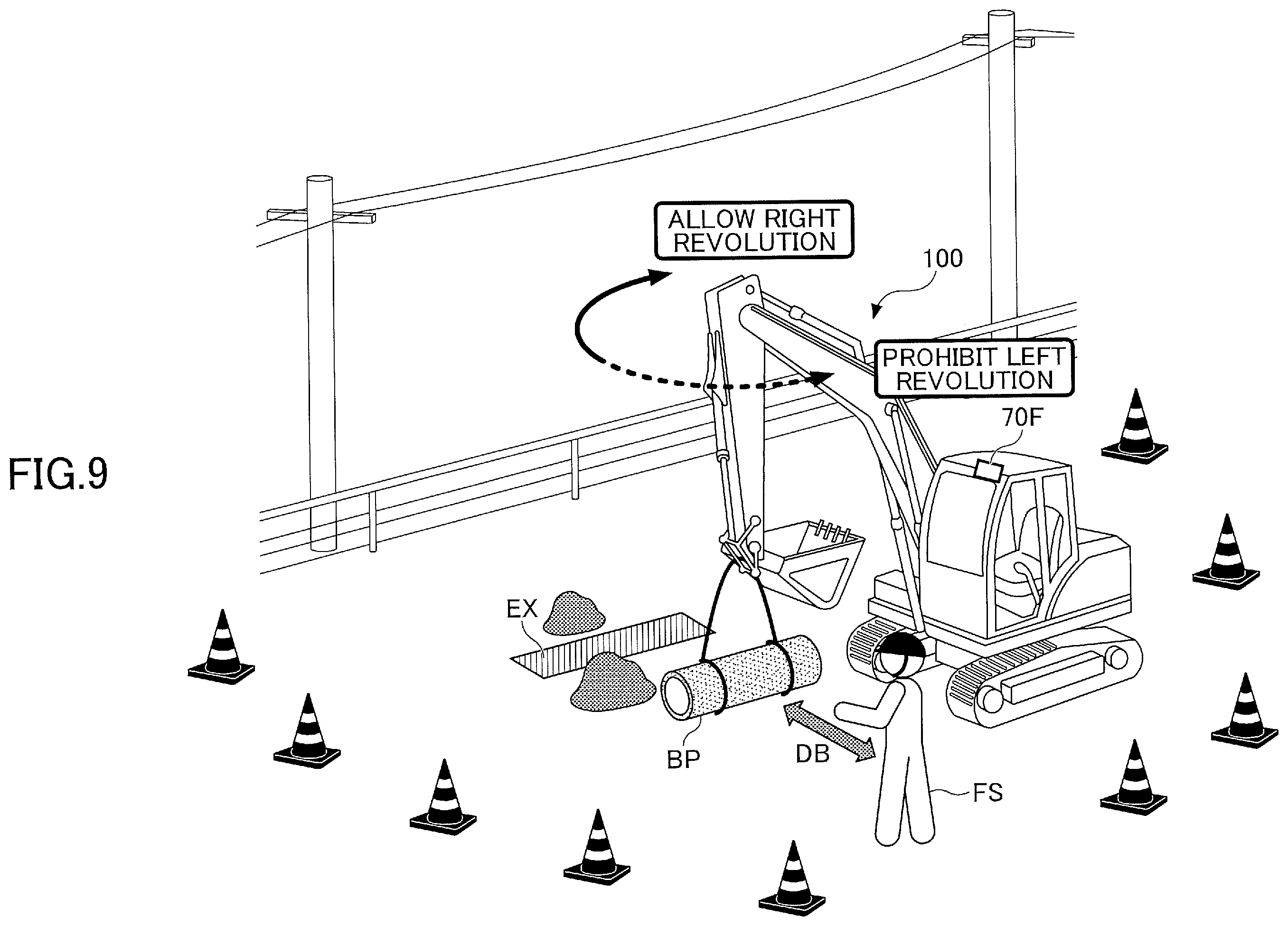 Patent US12590436 Figure 11 – Shovel capable of preventing motion thereof from being uniformly restricted