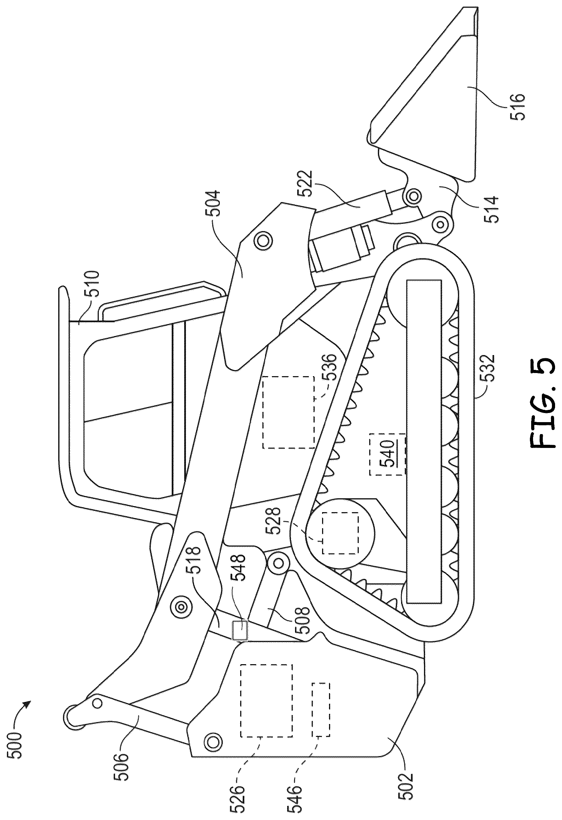 Patent US12590437 Figure 5 – Systems and methods of providing ride control with a power machine