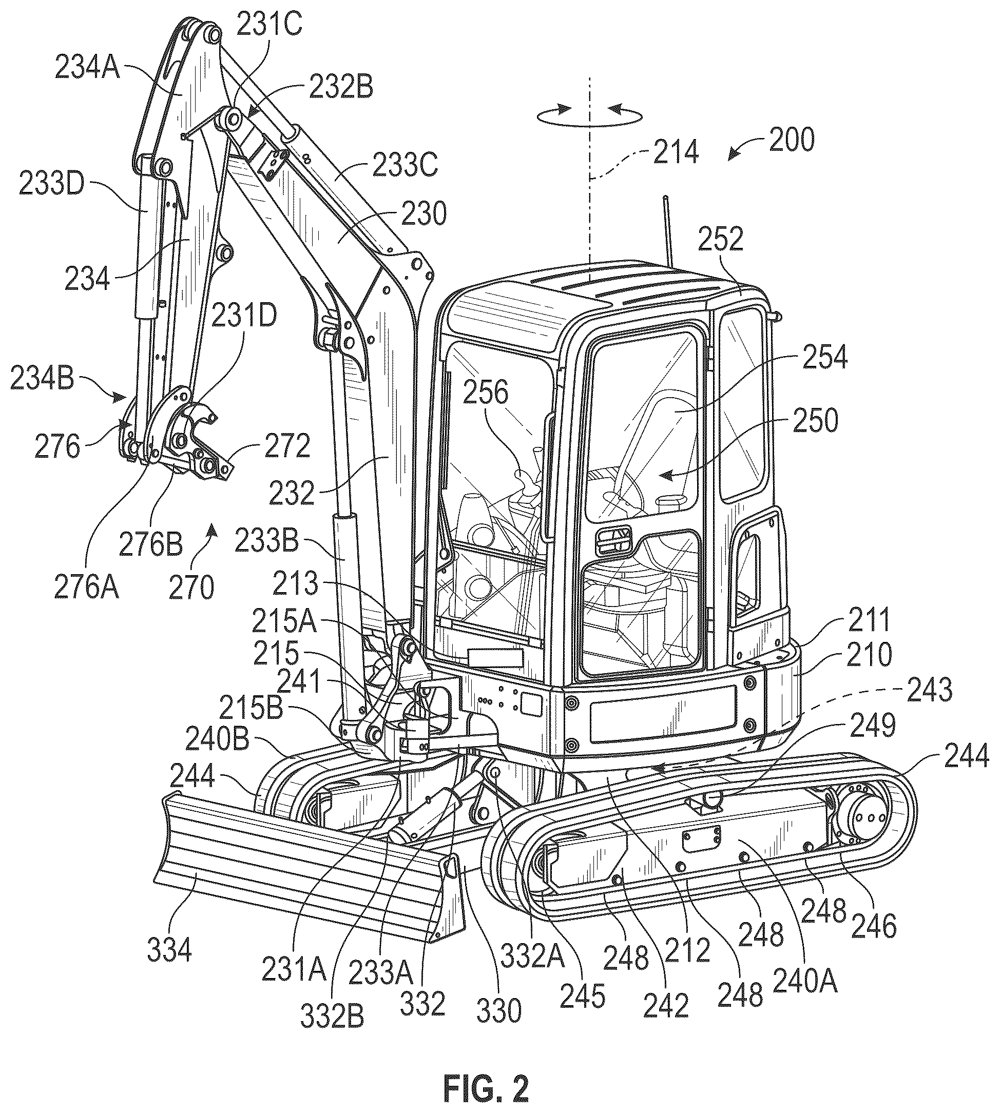 Patent US12590440 Figure 2 – Systems and methods for control of excavators and other power machines
