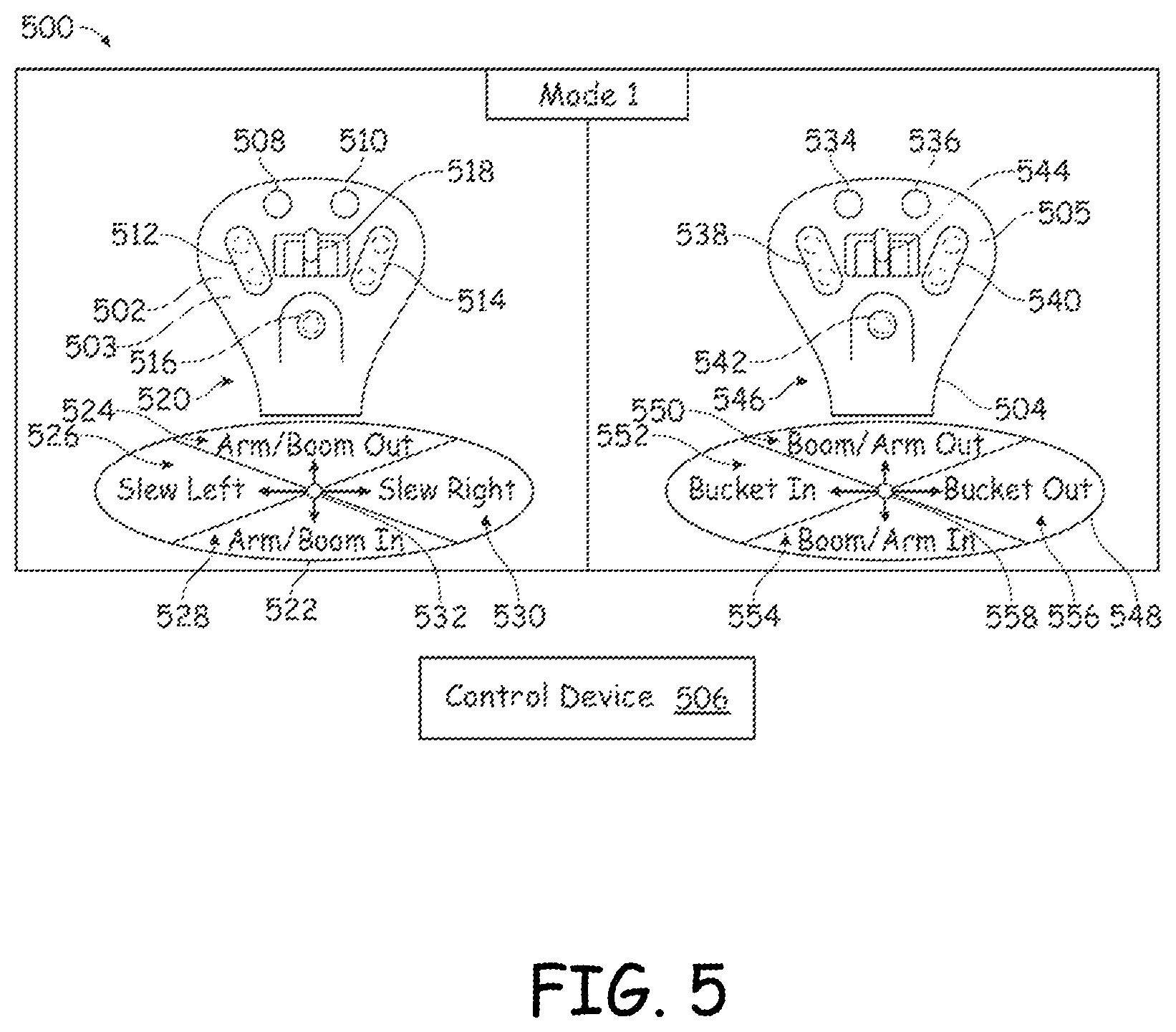 Patent US12590440 Figure 5 – Systems and methods for control of excavators and other power machines