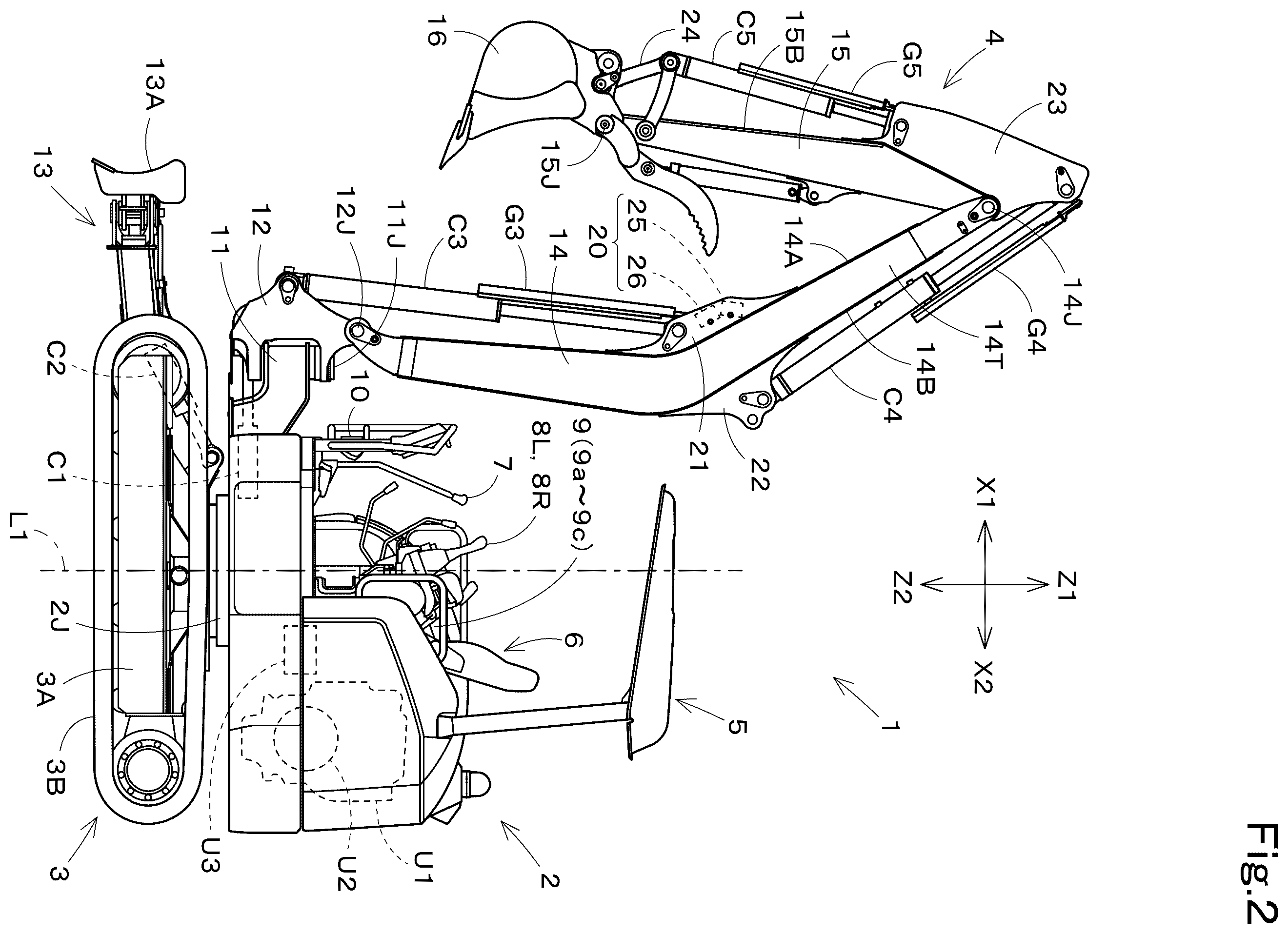 Patent US12590443 Figure 2 – Working machine
