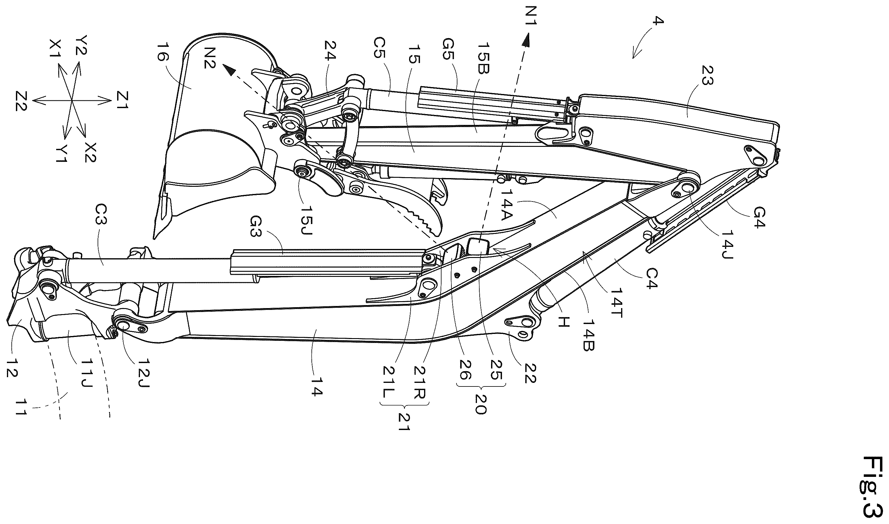 Patent US12590443 Figure 3 – Working machine