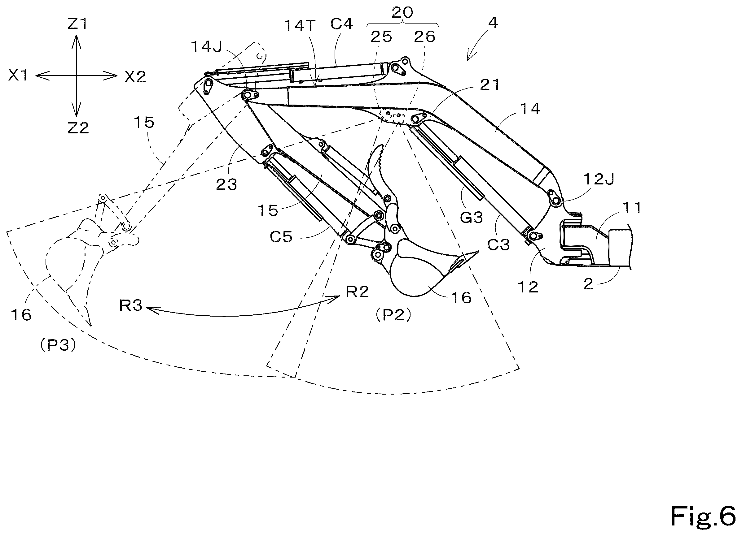 Patent US12590443 Figure 6 – Working machine