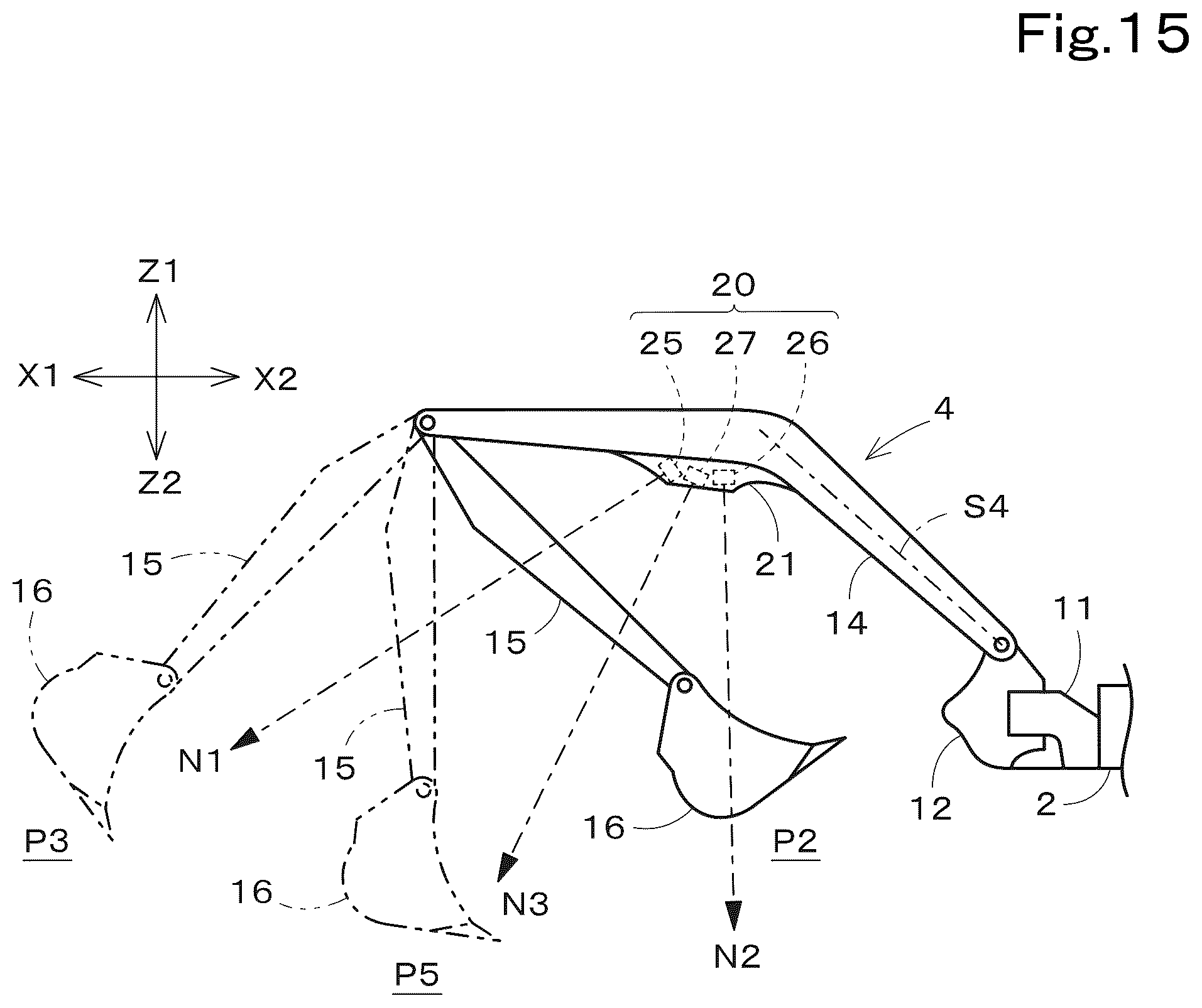 Patent US12590443 Figure 15 – Working machine