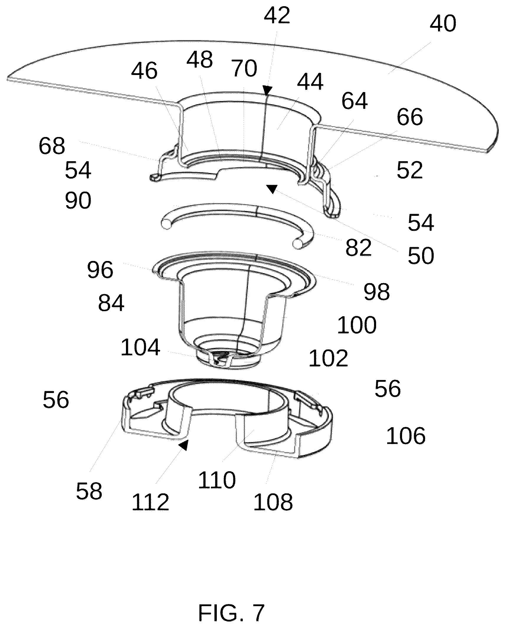 Patent US12590446 Figure 6 – Sink with integrated drain/waste disposal bracket