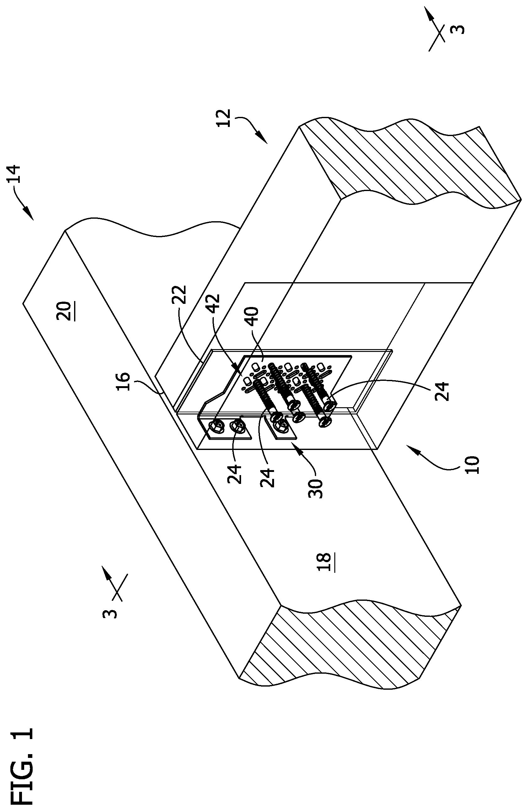 Patent US12590453 — Concealed structural connector — Figure 1