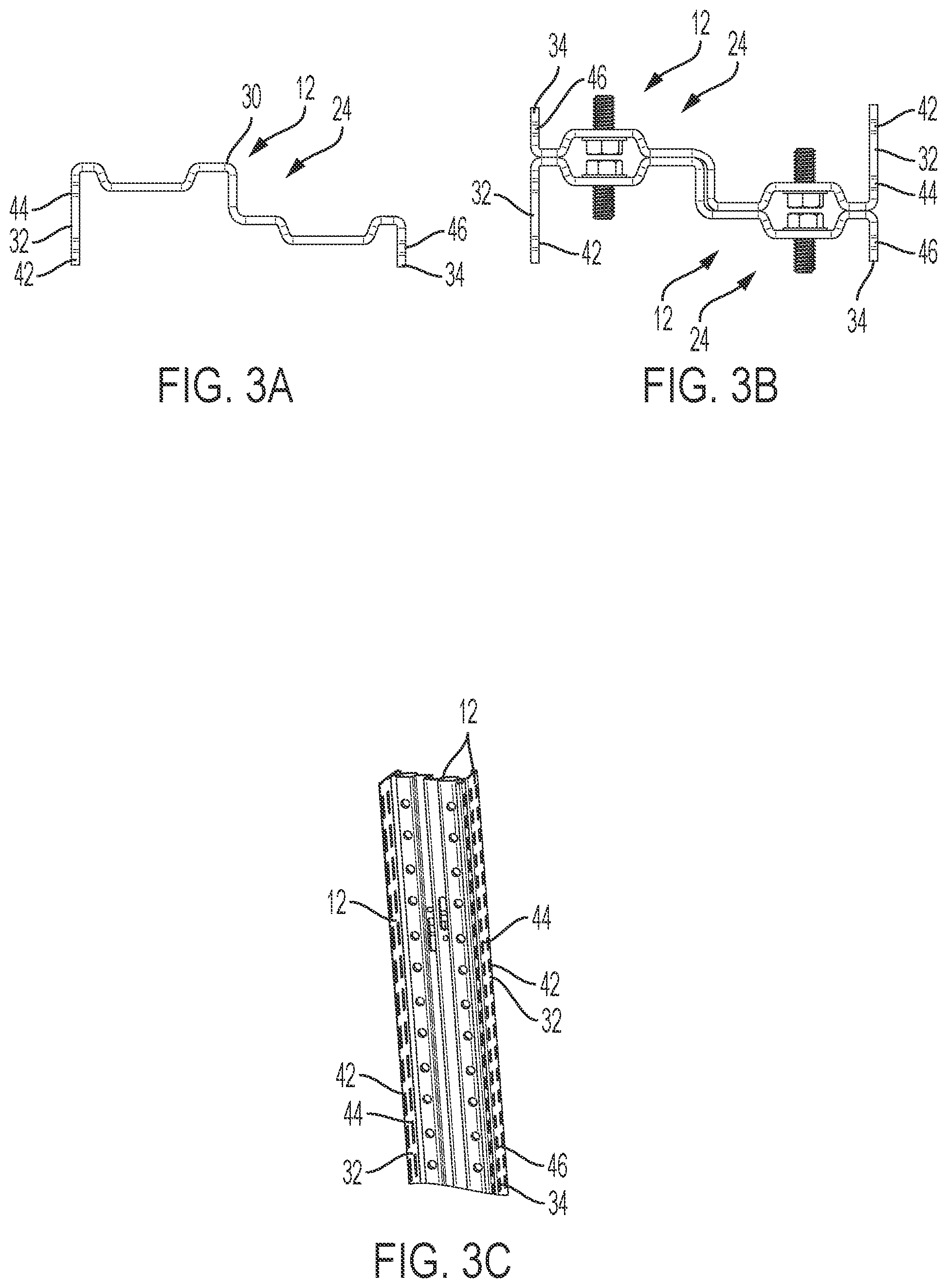 Patent US12590457 Figure 3 – System and method for mounting a panel to an internal frame of a modular wall