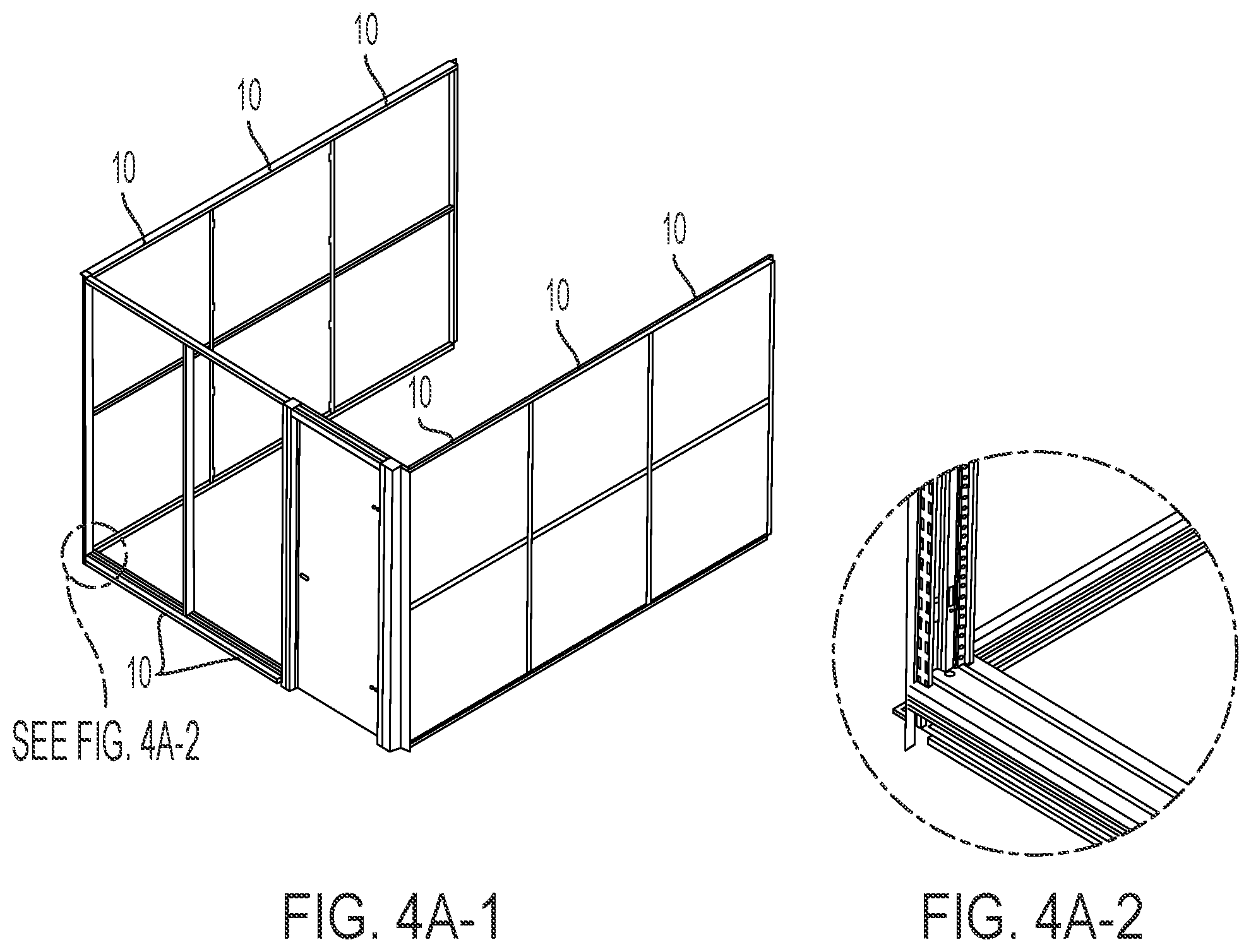 Patent US12590457 Figure 5 – System and method for mounting a panel to an internal frame of a modular wall