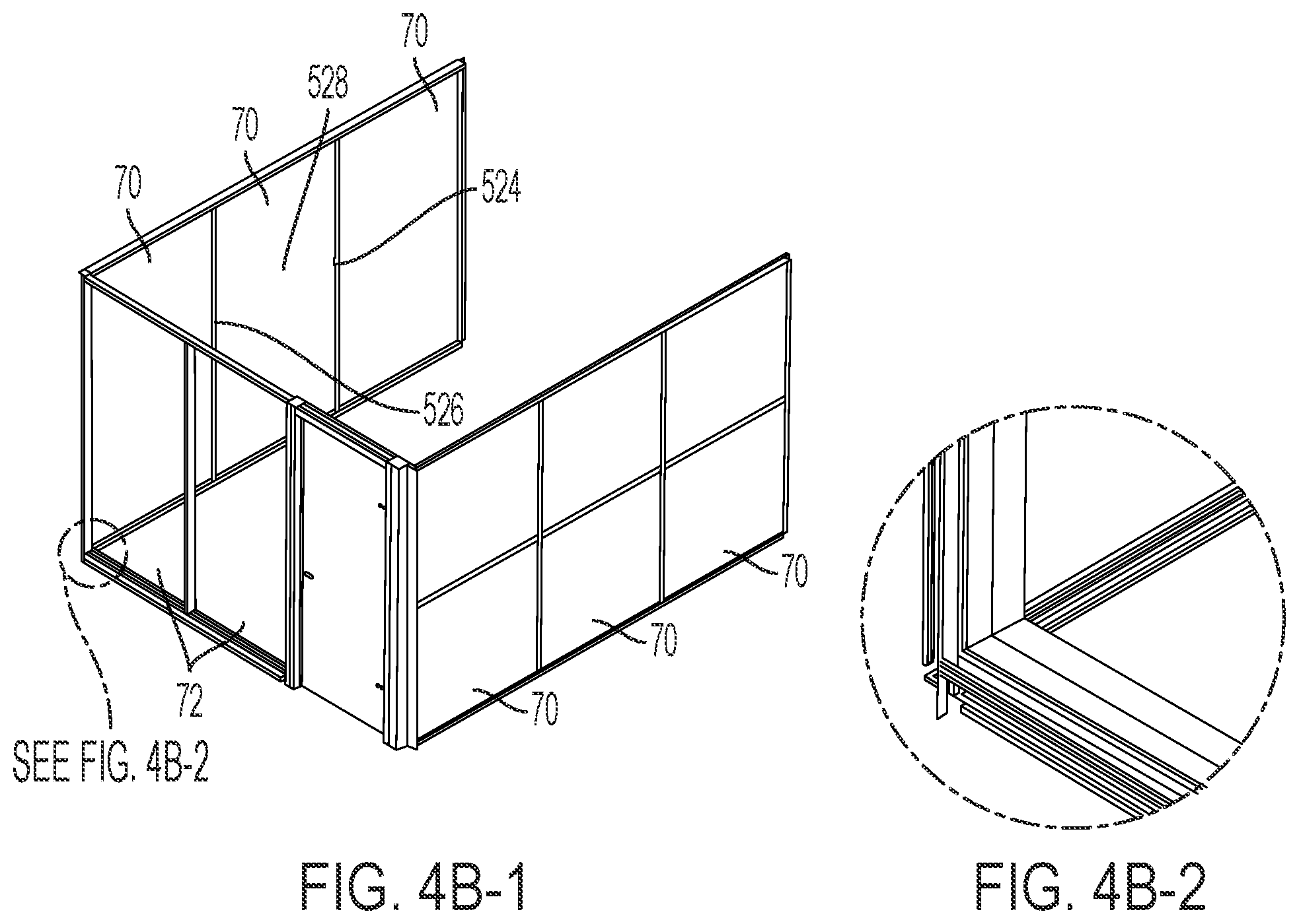 Patent US12590457 Figure 6 – System and method for mounting a panel to an internal frame of a modular wall