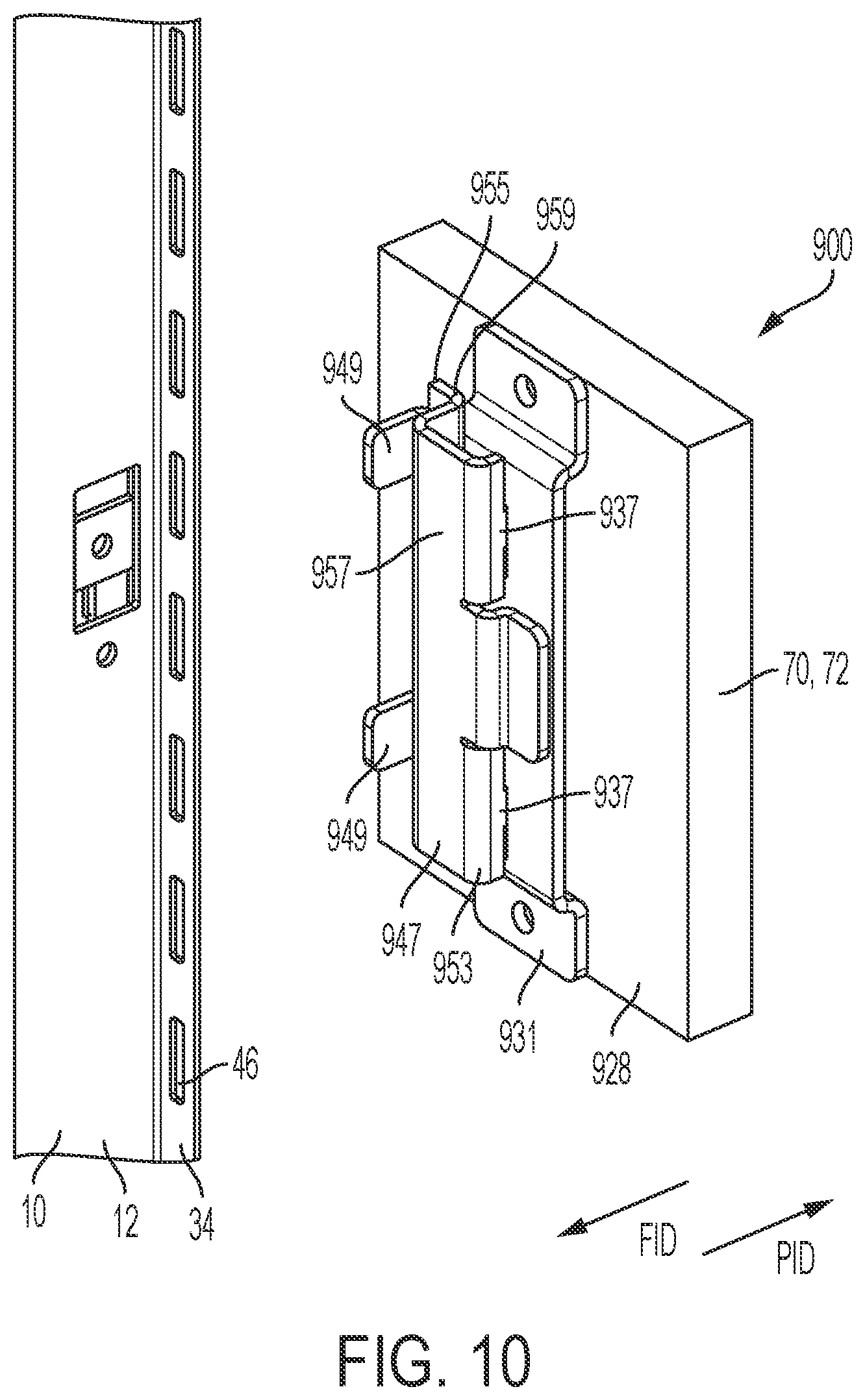 Patent US12590457 Figure 13 – System and method for mounting a panel to an internal frame of a modular wall