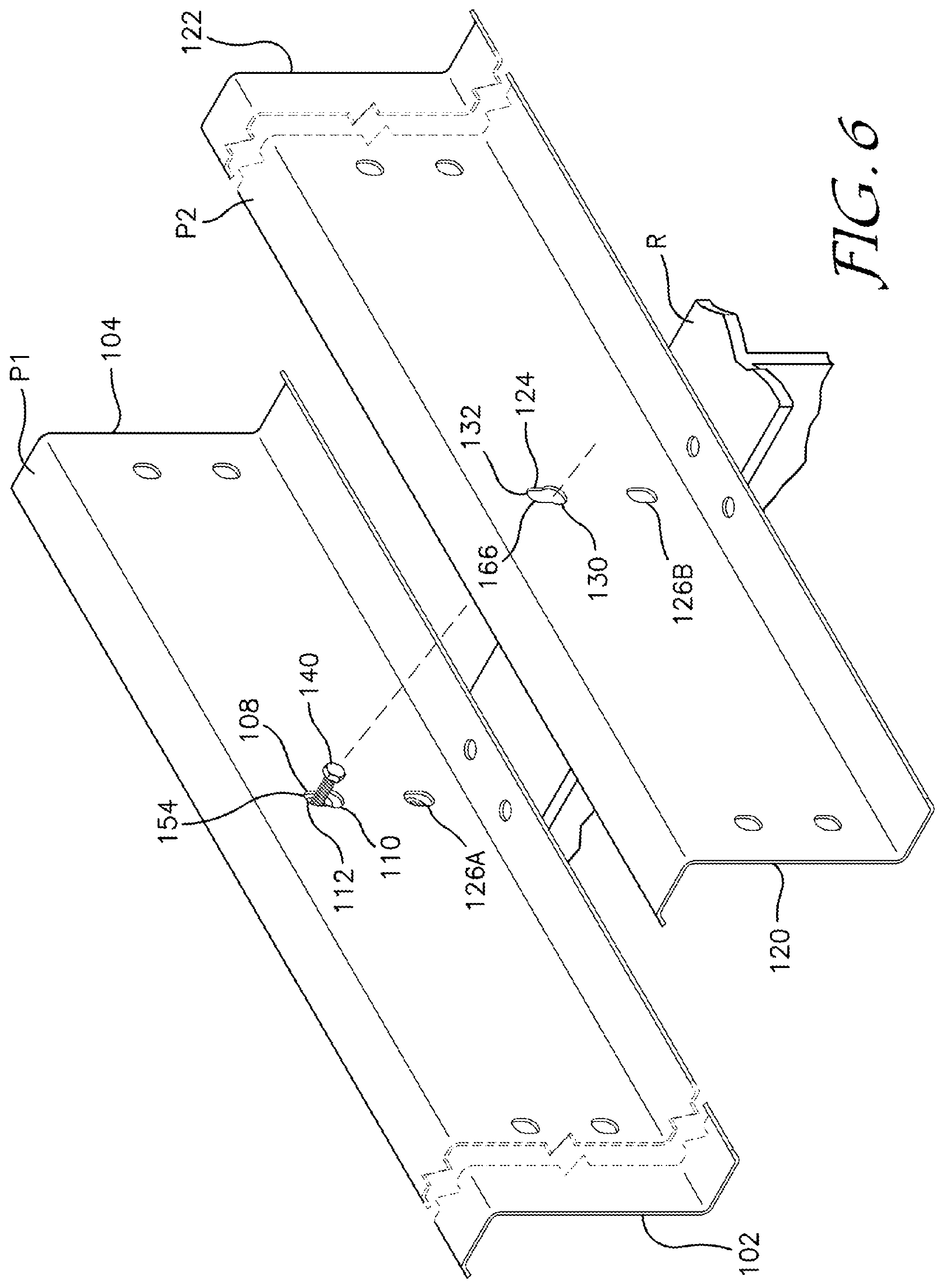 Patent US12590458 Figure 5 – Modified purlin clip and key slotted purlin system