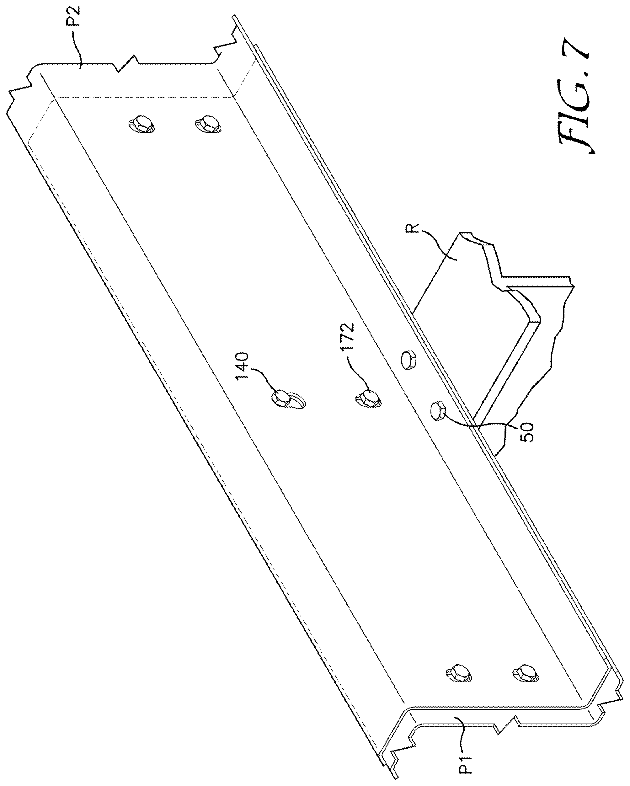 Patent US12590458 Figure 6 – Modified purlin clip and key slotted purlin system