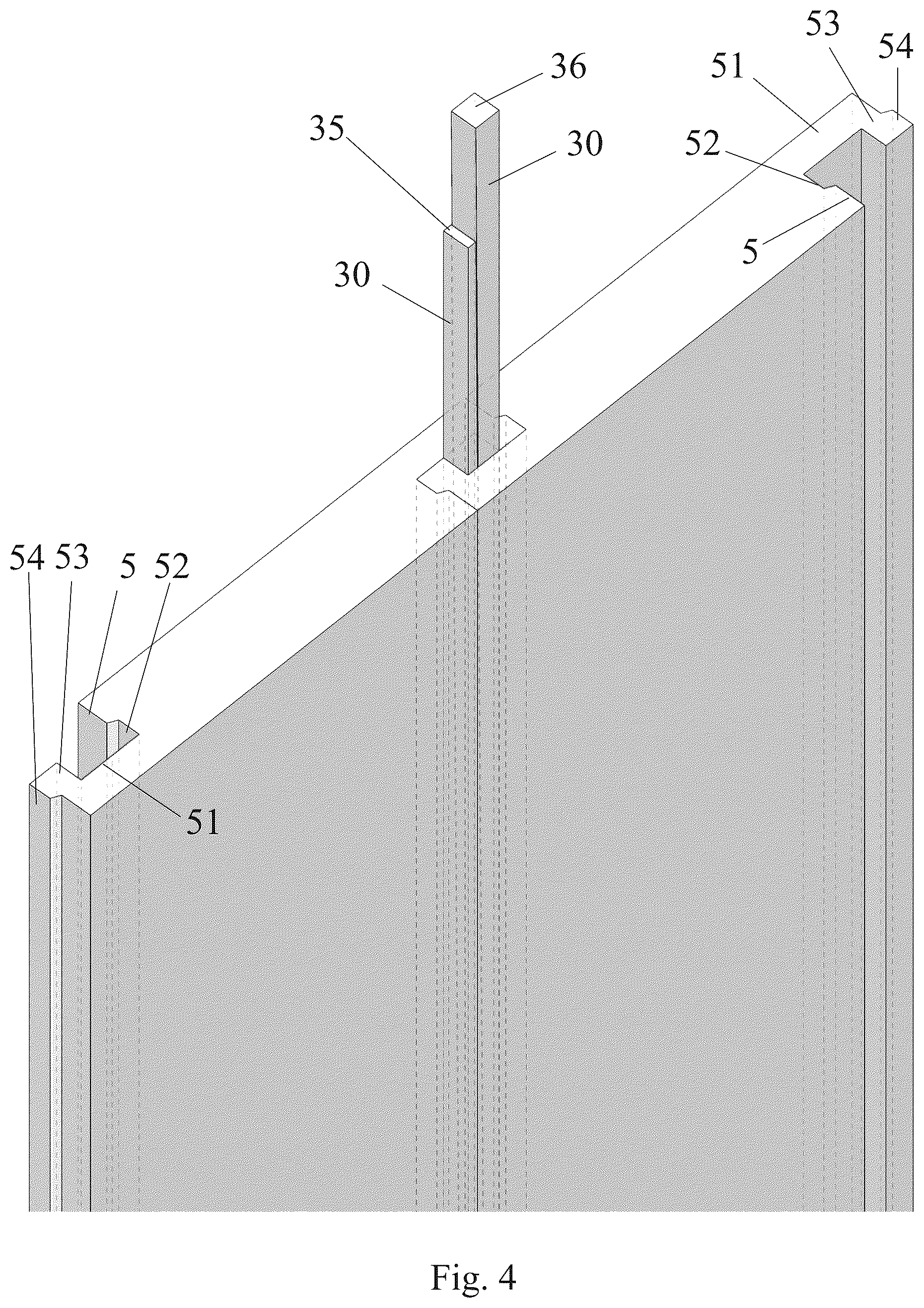 Patent US12590459 Figure 4 – Joint for wall panels made of cross laminated timber