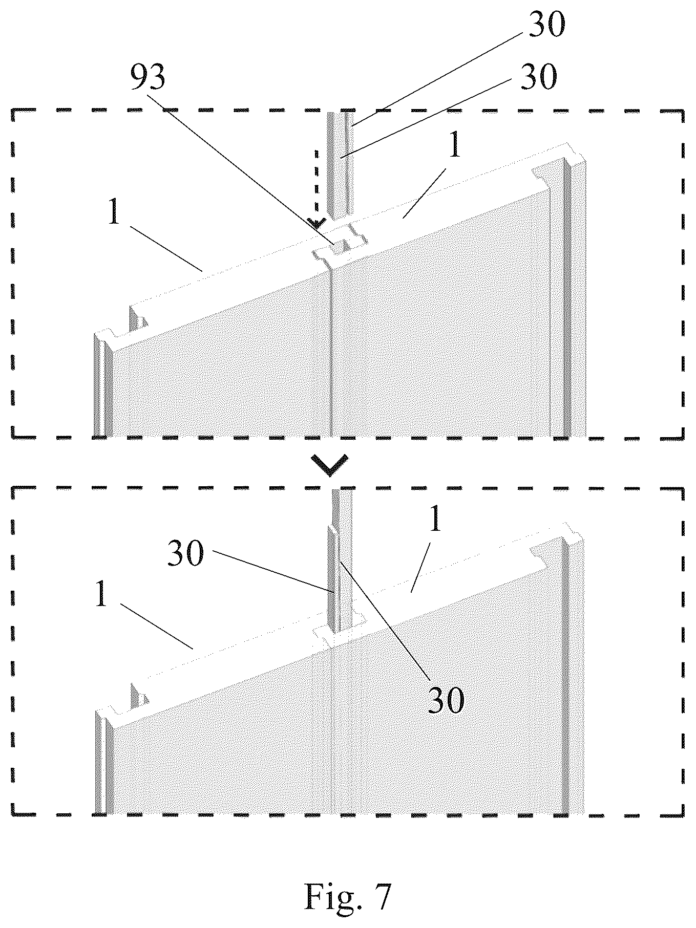 Patent US12590459 Figure 6 – Joint for wall panels made of cross laminated timber