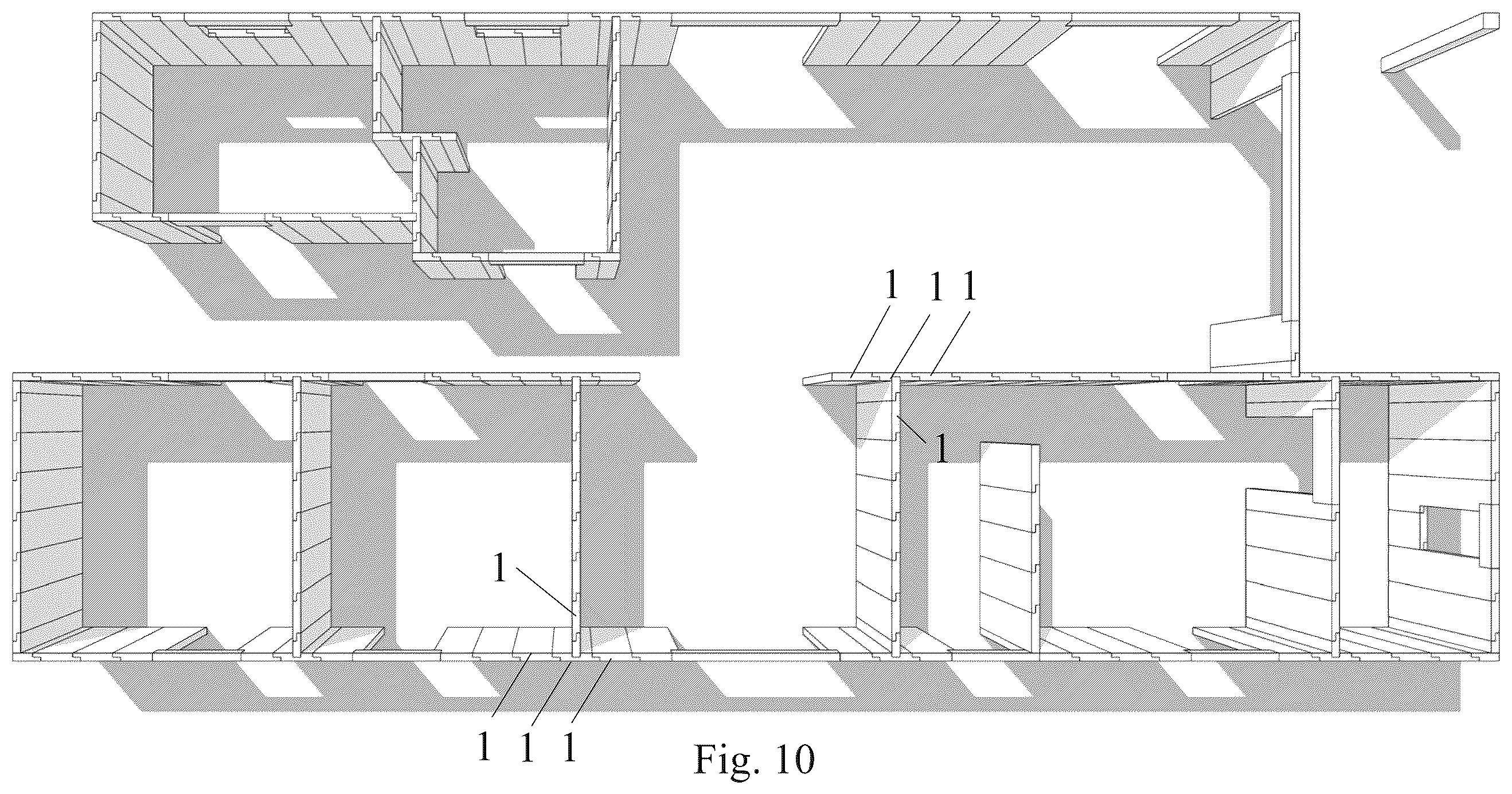 Patent US12590459 Figure 8 – Joint for wall panels made of cross laminated timber
