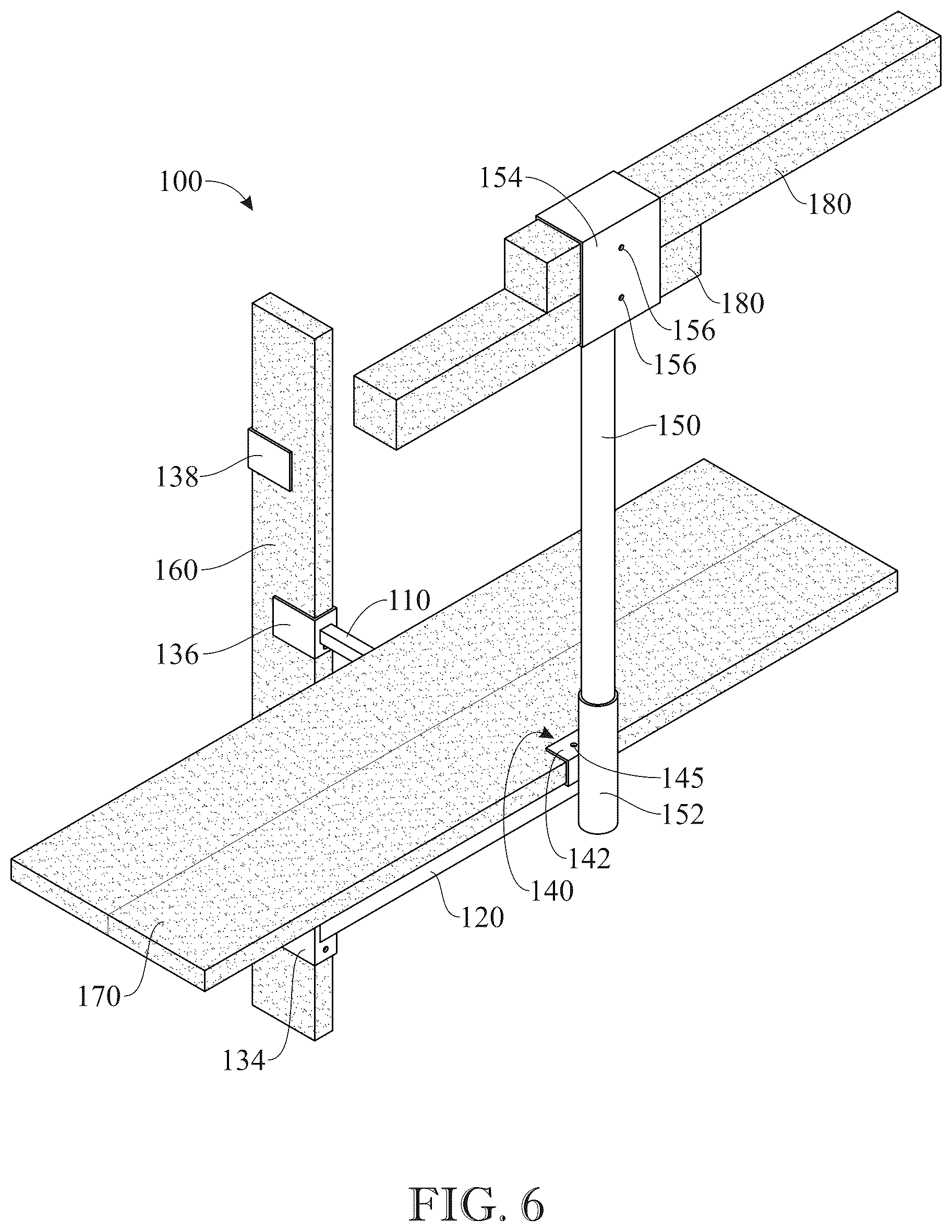 Patent US12590464 Figure 6 – Scaffolding support and a scaffold arrangement