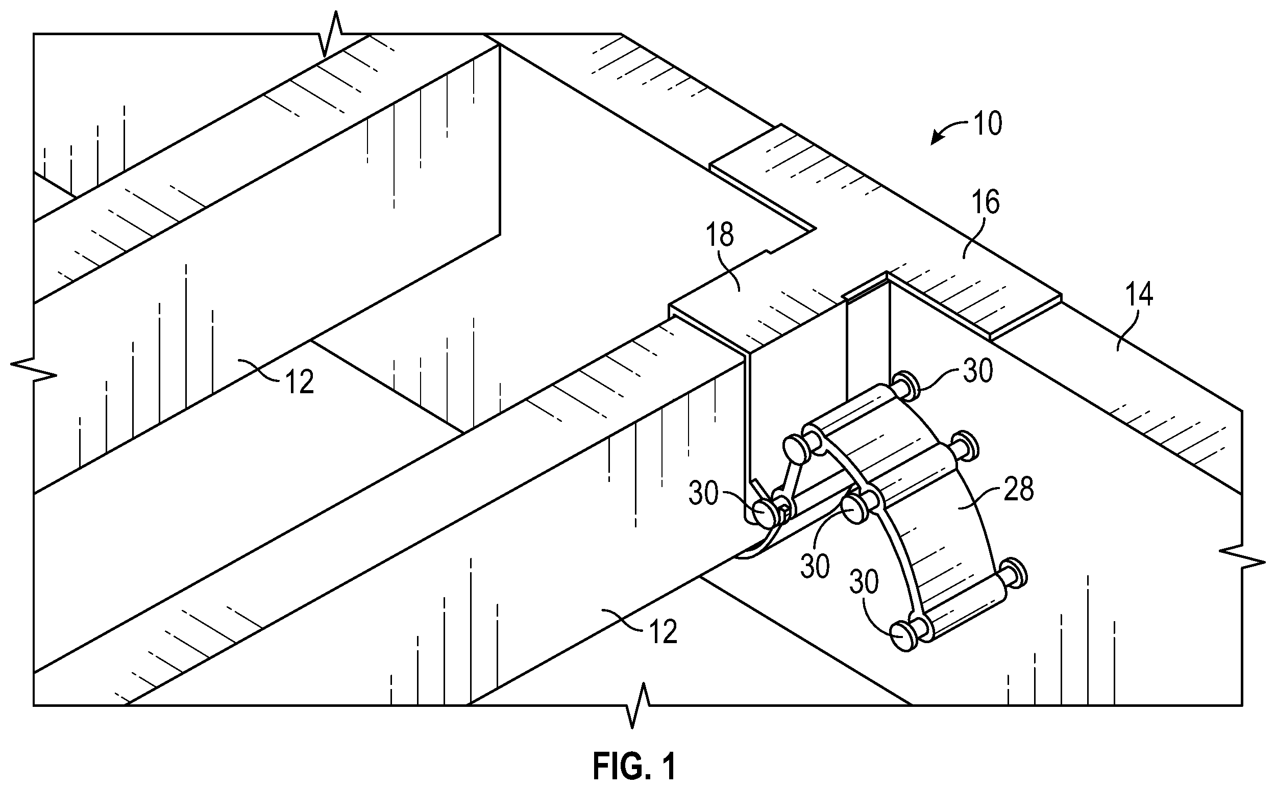 Patent US12590465 Figure 1 – Framing buddy deck framing tool