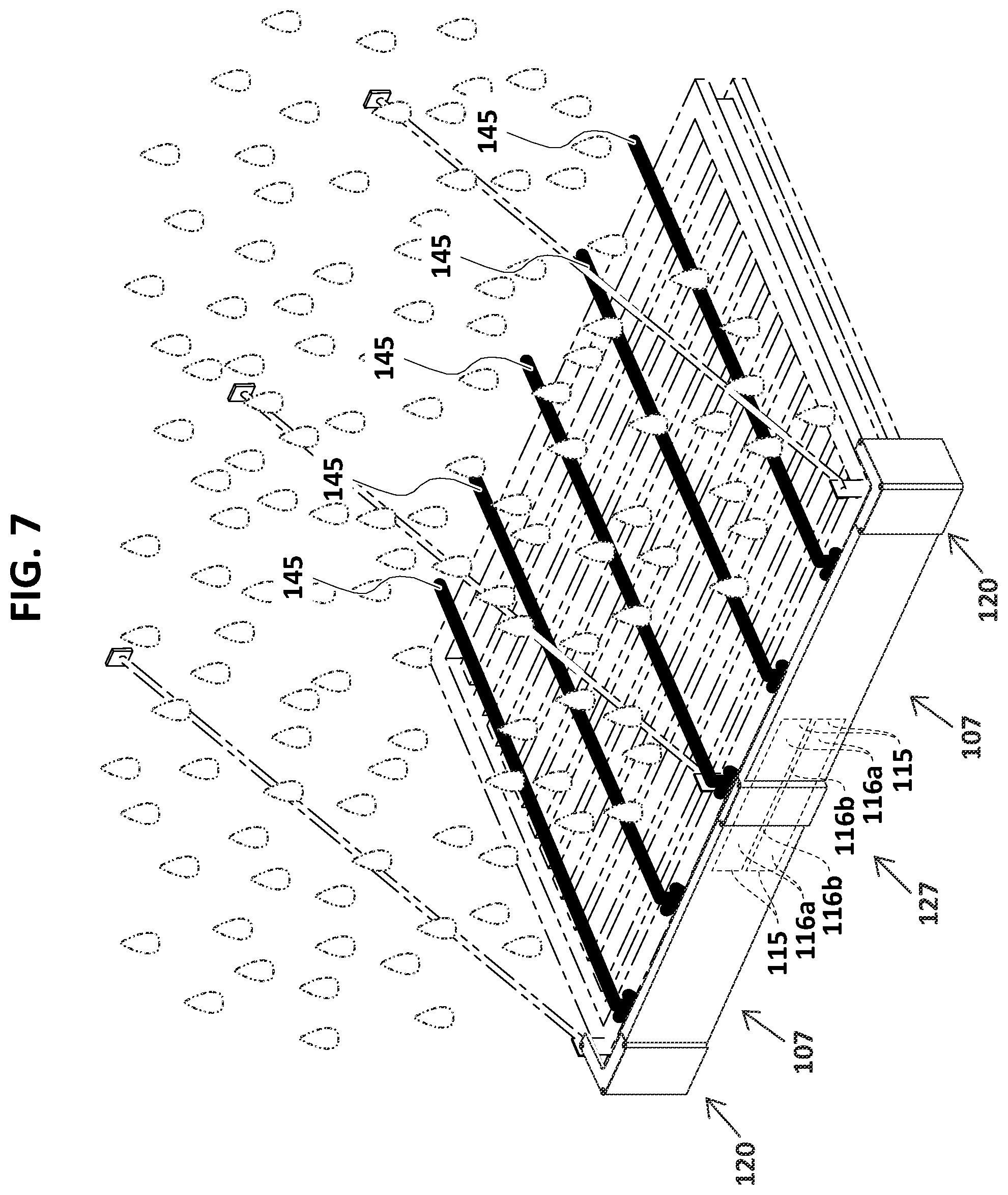 Patent US12590469 Figure 7 – Carport pergola