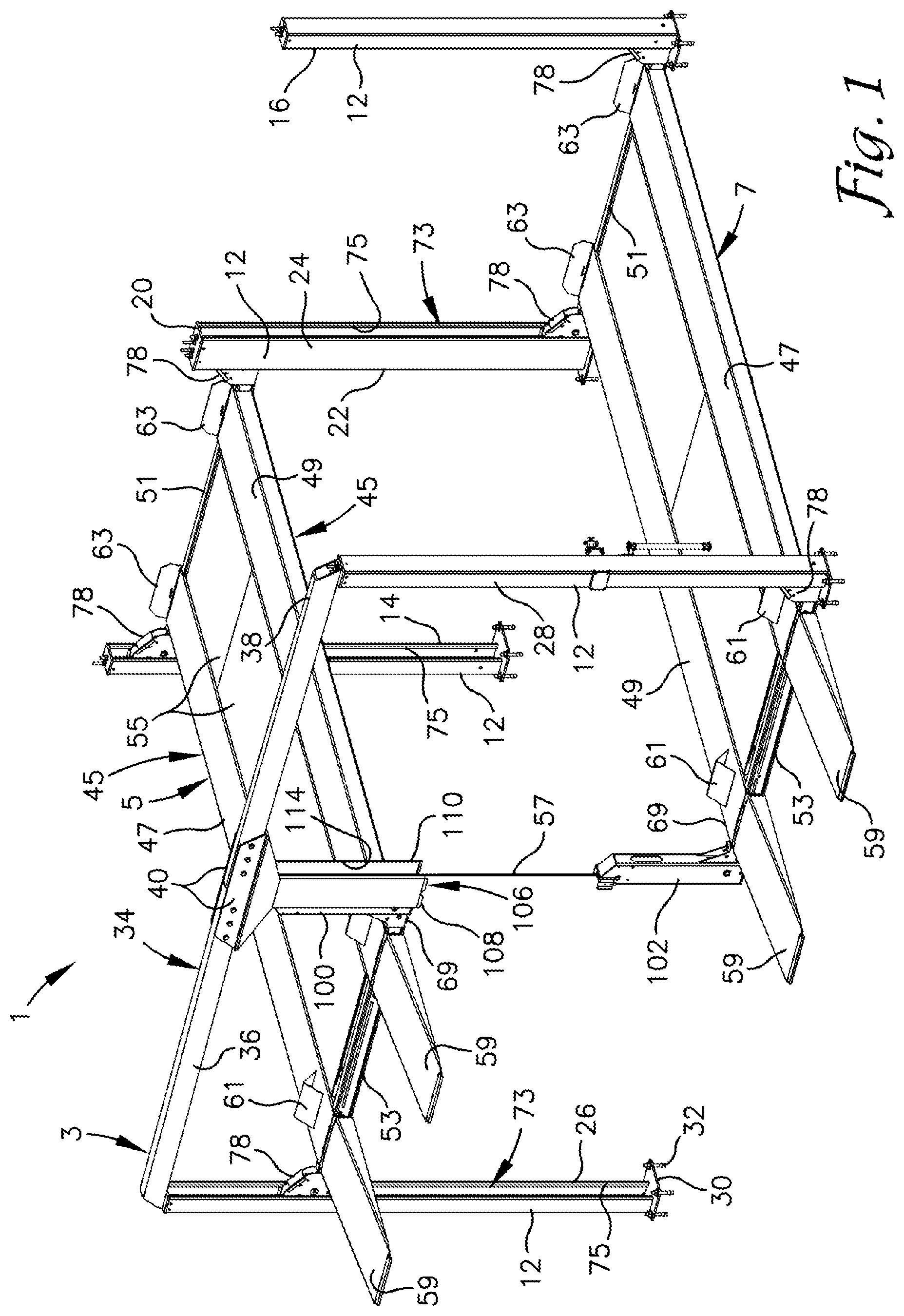 Patent US12590470 Figure 1 – Double-wide independent platform parking lift