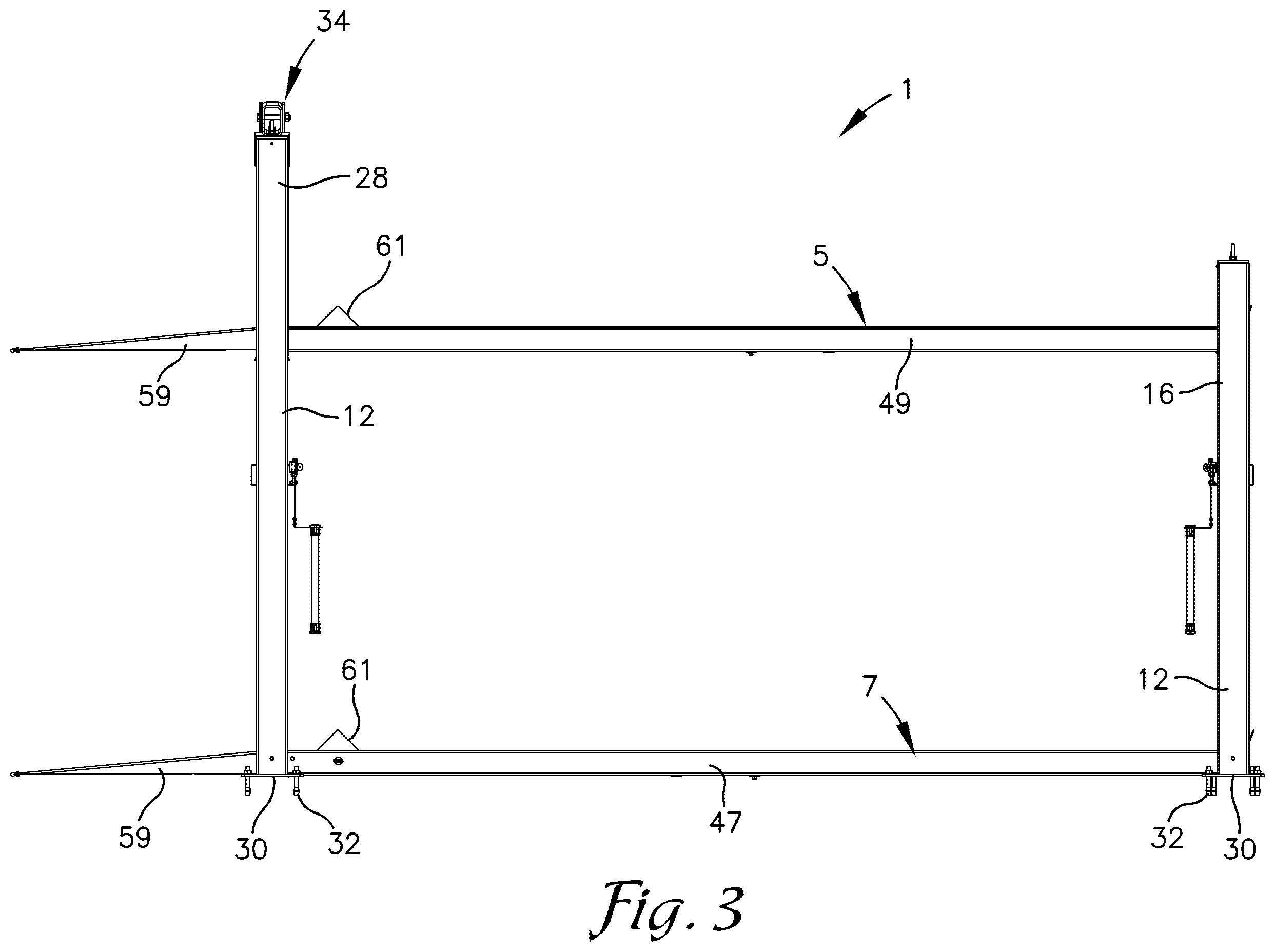 Patent US12590470 Figure 3 – Double-wide independent platform parking lift