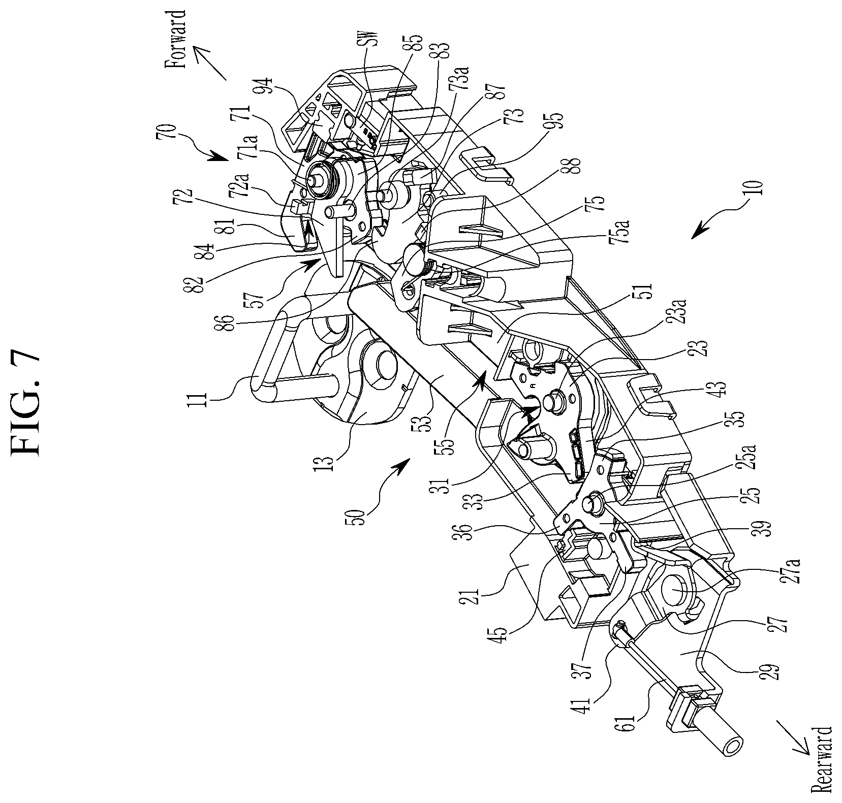 Patent US12590479 Figure 7 – Door latch device for vehicle