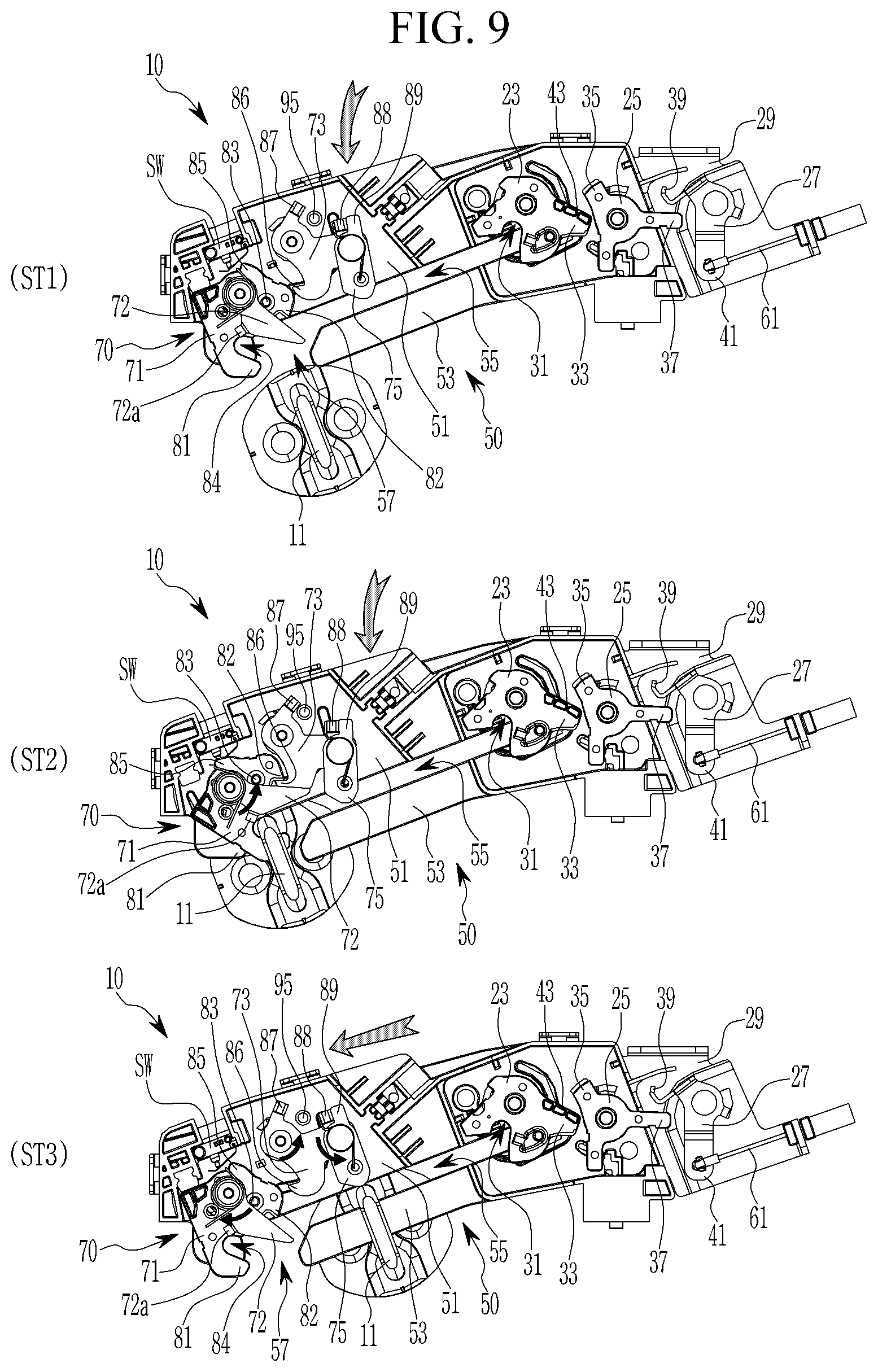 Patent US12590479 Figure 9 – Door latch device for vehicle