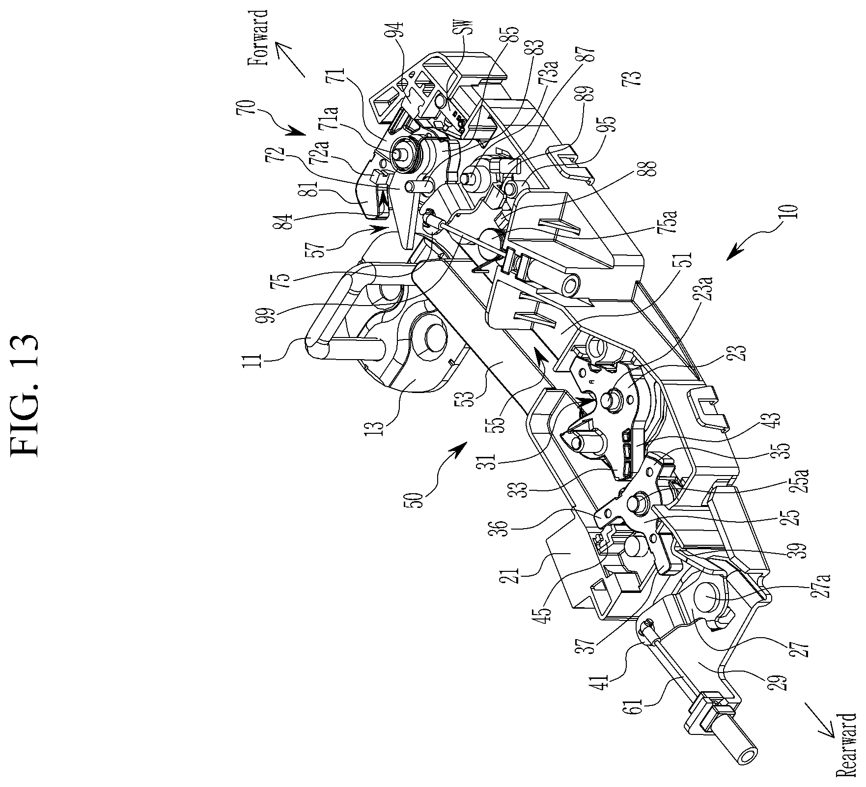 Patent US12590479 Figure 13 – Door latch device for vehicle