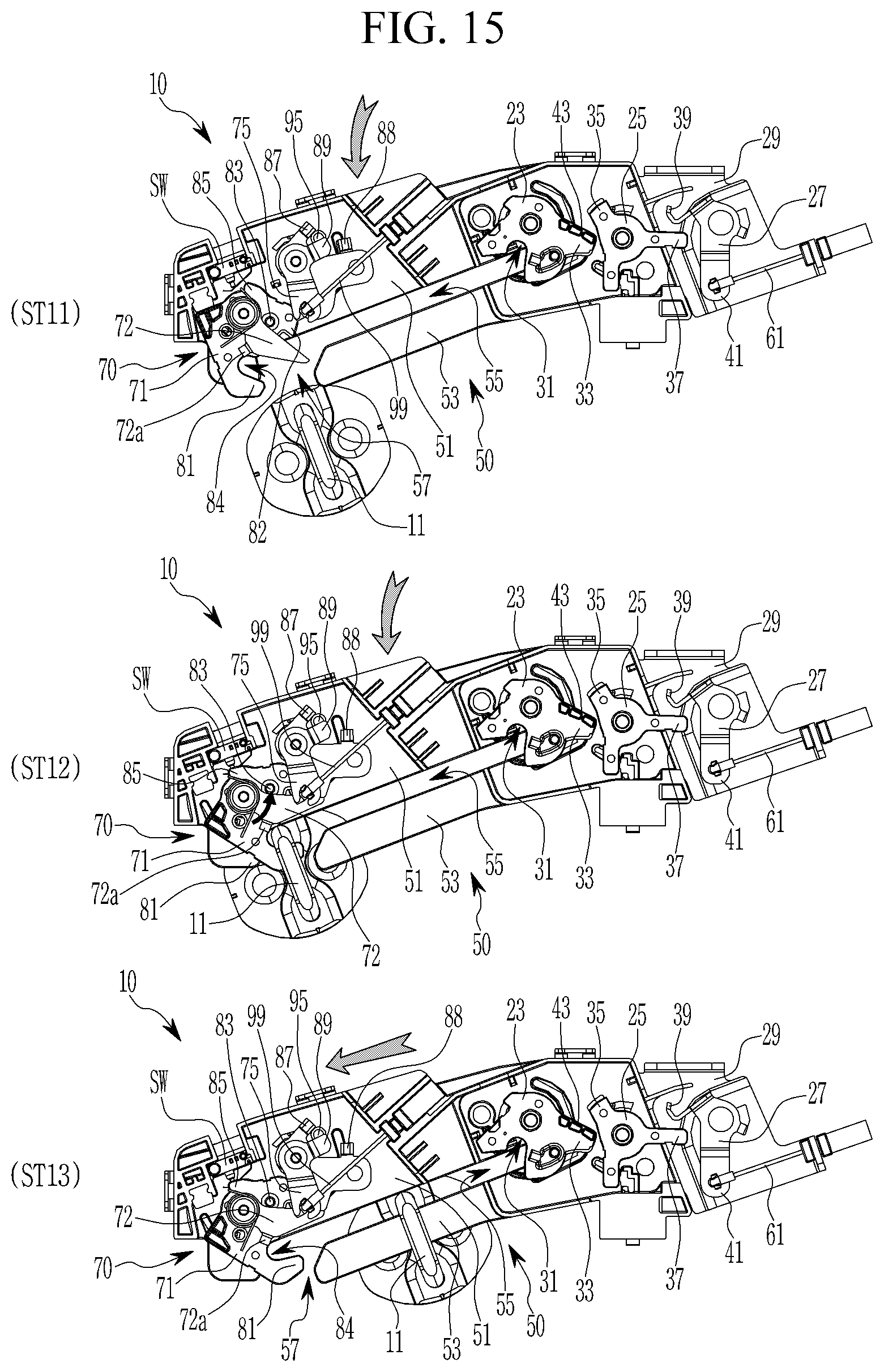 Patent US12590479 Figure 15 – Door latch device for vehicle