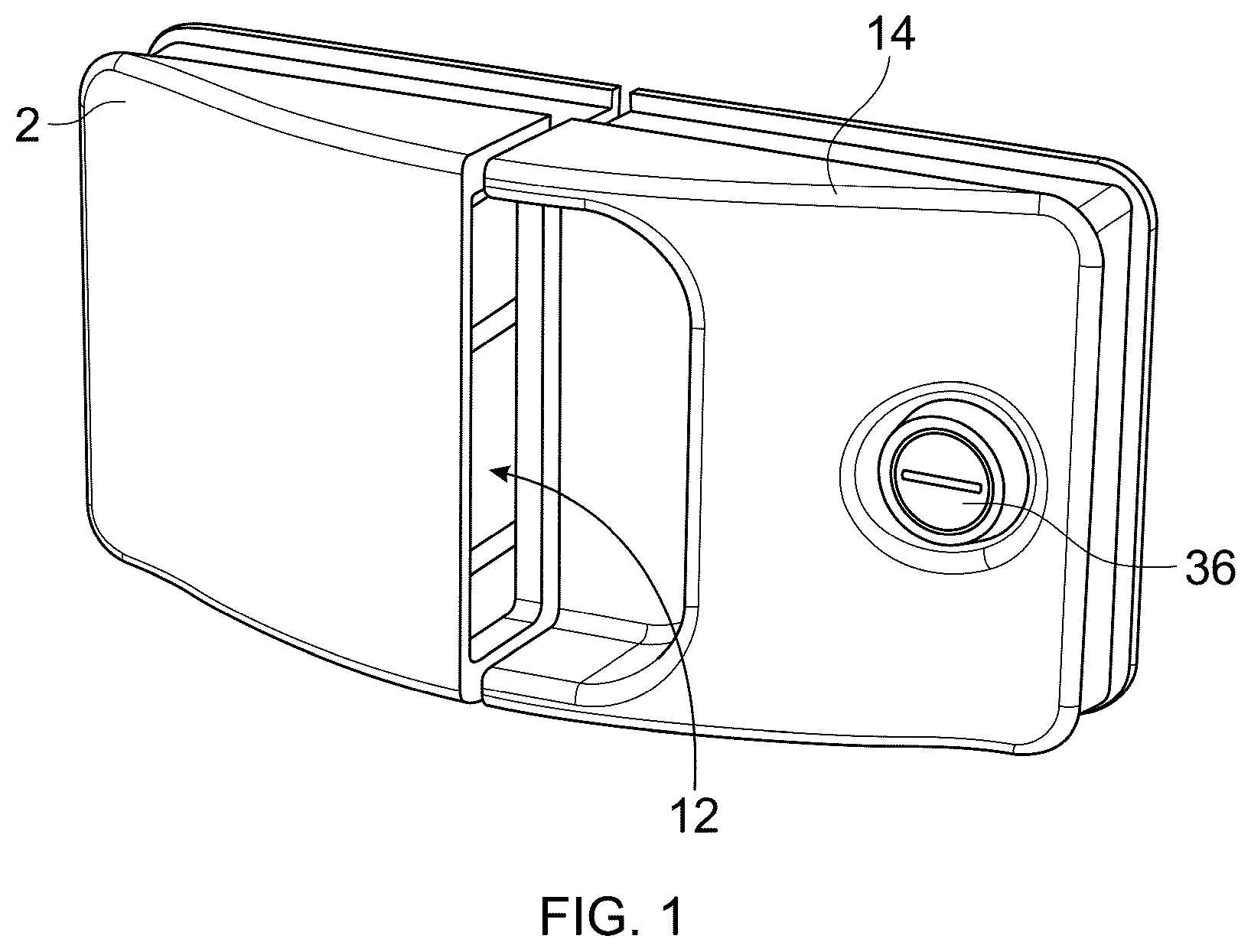 Patent US12590480 Figure 1 – Compact powered door latch